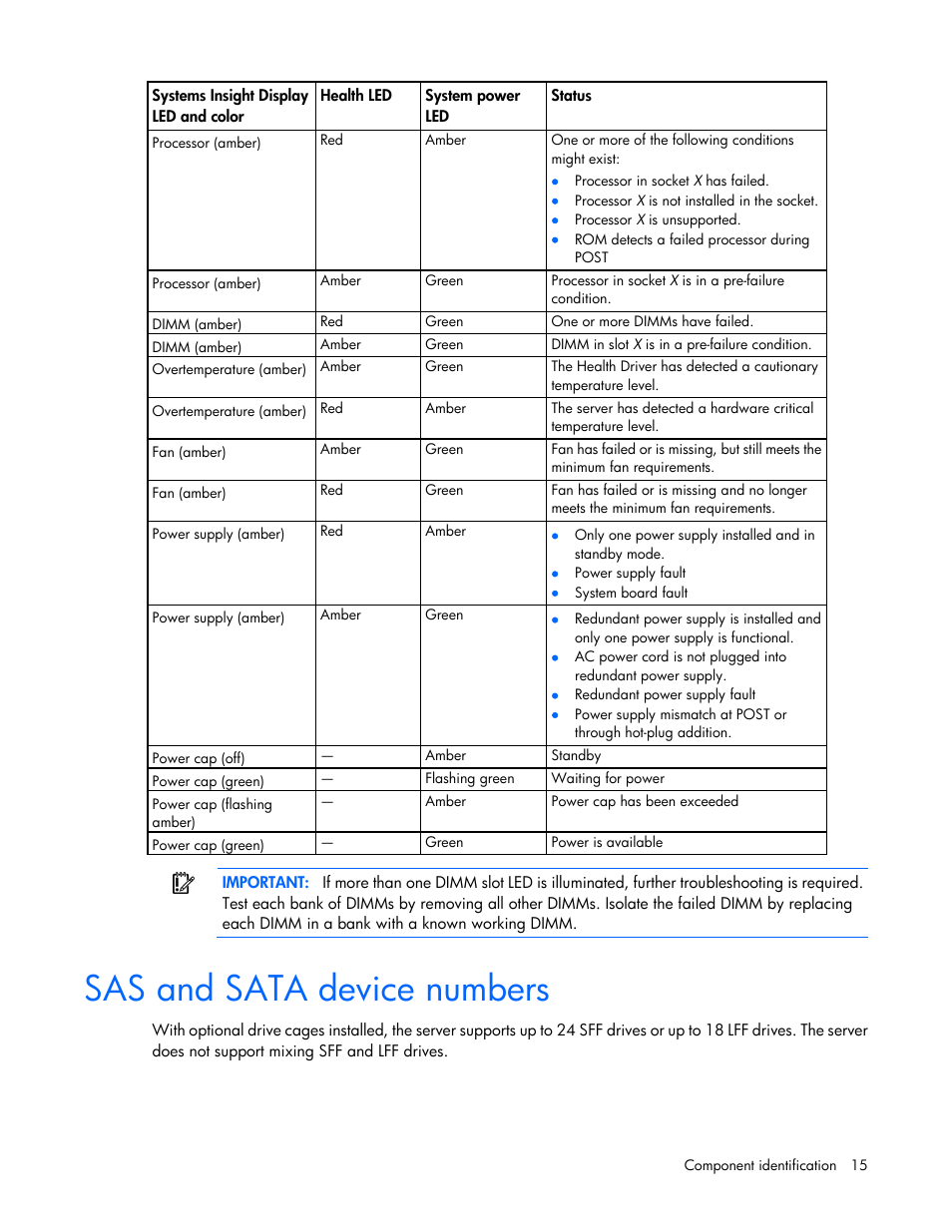 Sas and sata device numbers | HP ProLiant ML350p Gen8 Server User Manual | Page 15 / 145