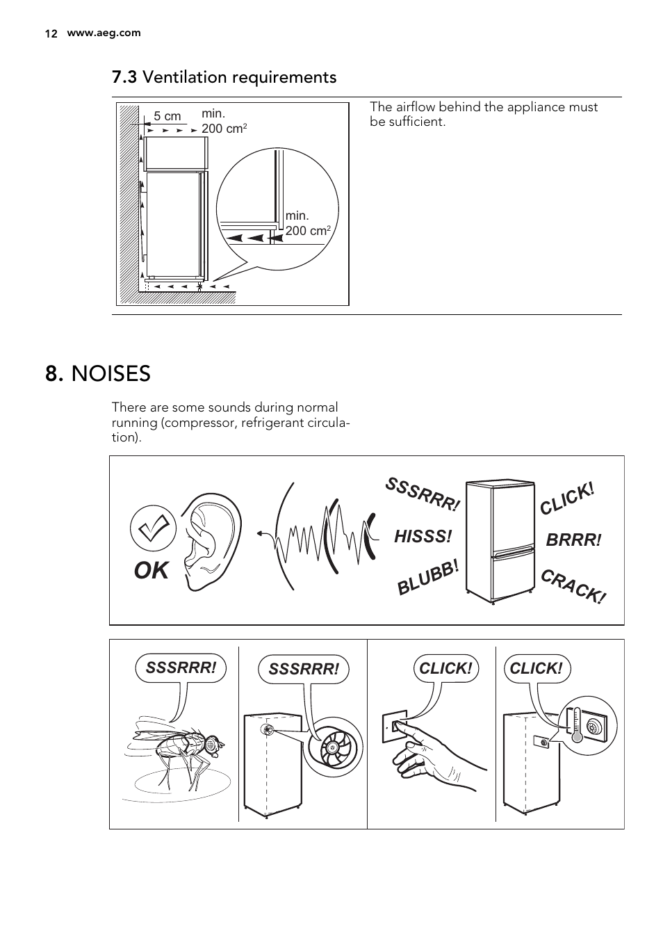 Noises | AEG AGN81800F0 User Manual | Page 12 / 44