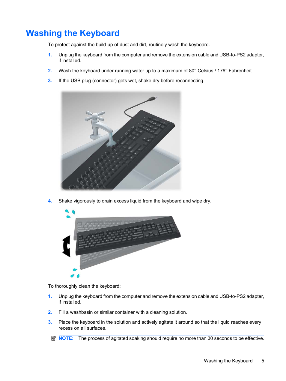 Washing the keyboard | HP Compaq 8000 Elite Ultra-Slim-PC User Manual | Page 11 / 20