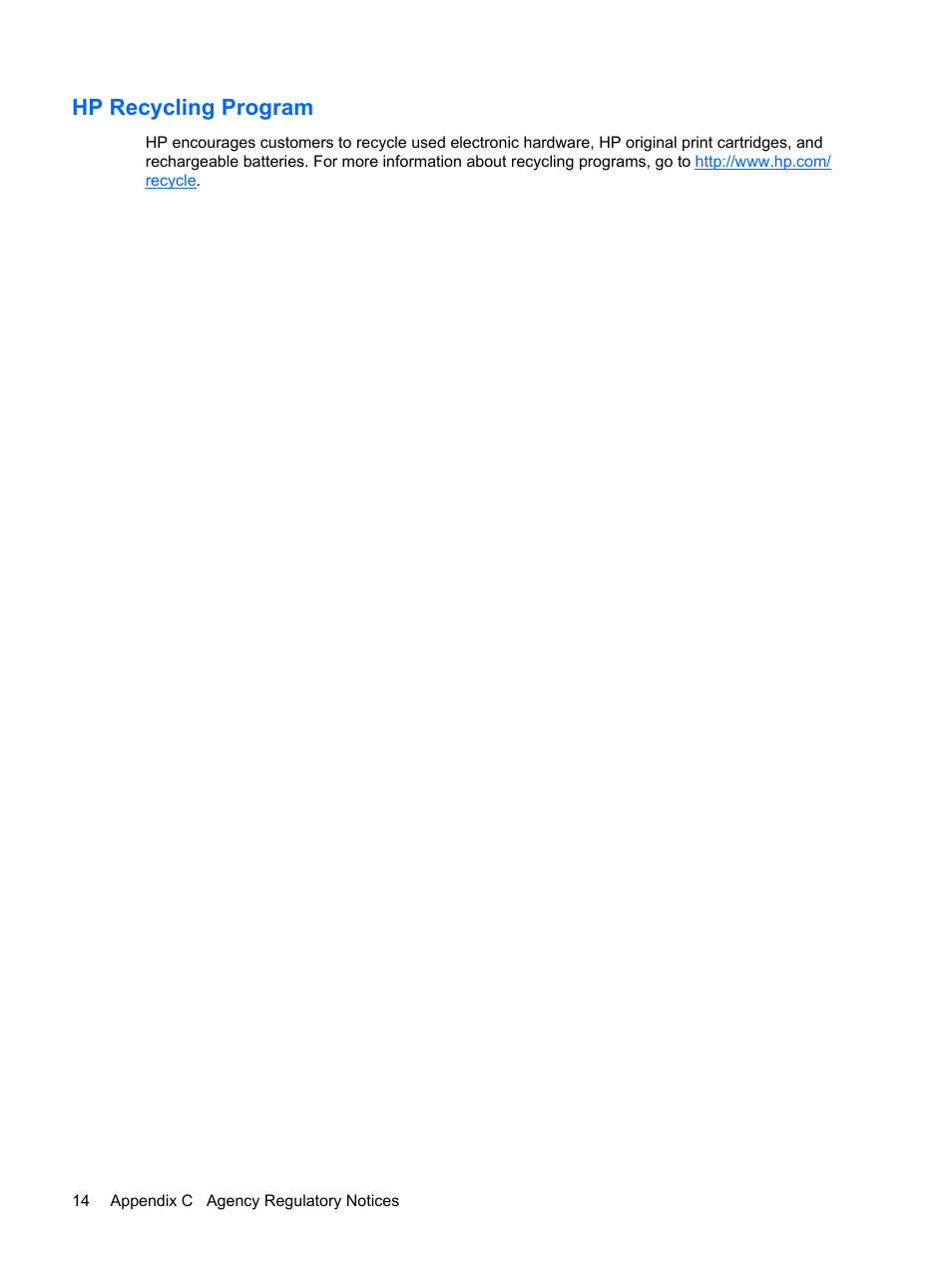 Hp recycling program | HP Compaq 8000 Elite Ultra-Slim-PC User Manual | Page 20 / 20