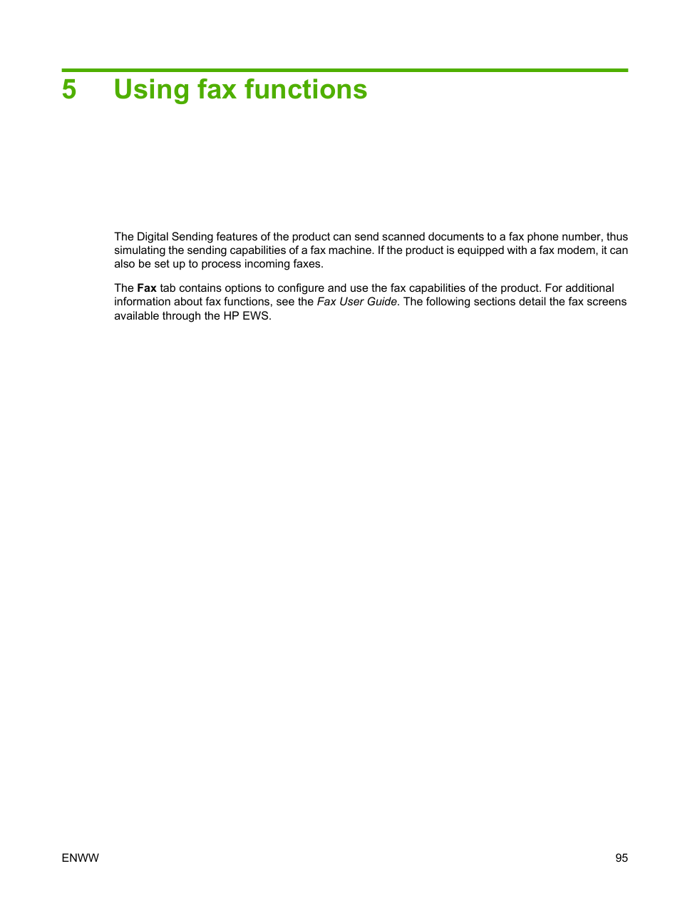 Using fax functions, 5 using fax functions, 5using fax functions | HP Color LaserJet CM3530 Multifunction Printer series User Manual | Page 107 / 128