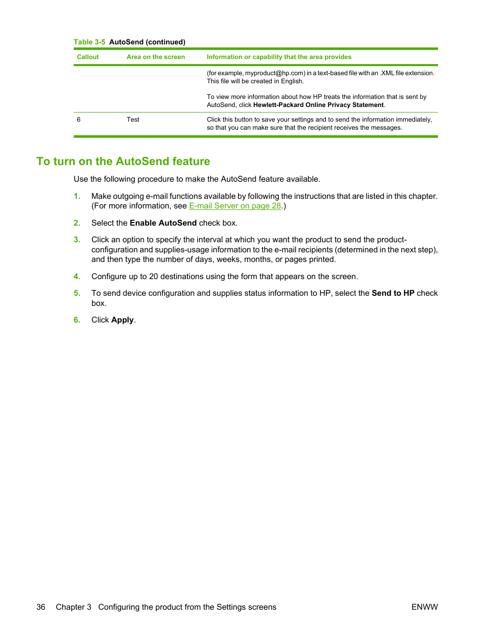 To turn on the autosend feature | HP Color LaserJet CM3530 Multifunction Printer series User Manual | Page 48 / 128