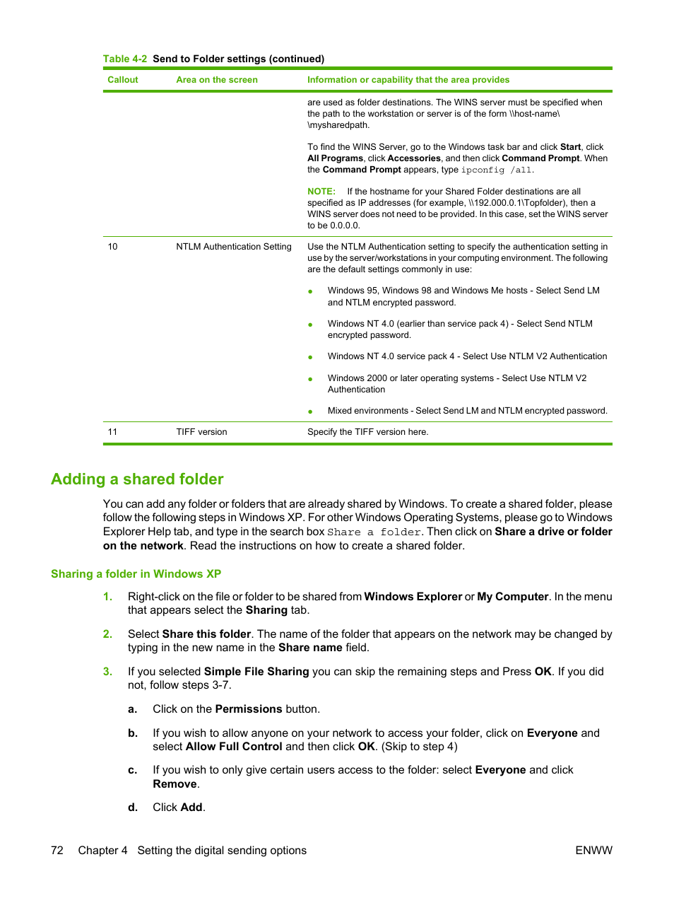 Adding a shared folder | HP Color LaserJet CM3530 Multifunction Printer series User Manual | Page 84 / 128