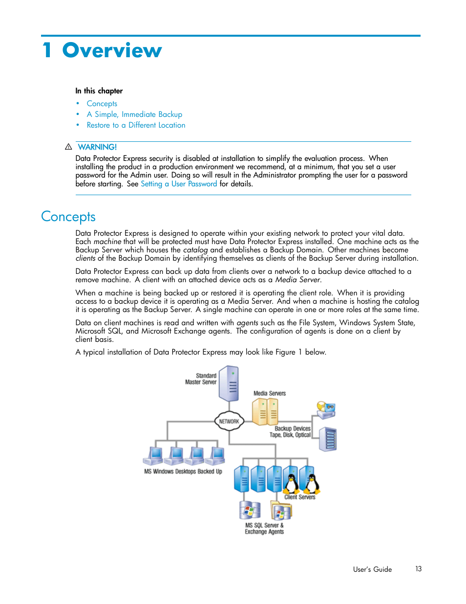 1 overview, Concepts | HP Data Protector Express Basic-Software User Manual | Page 13 / 93