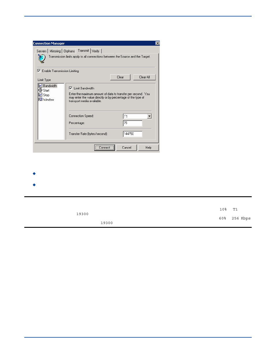 Setting bandwidth limitations | HP Storage Mirroring V5 Software User Manual | Page 123 / 285