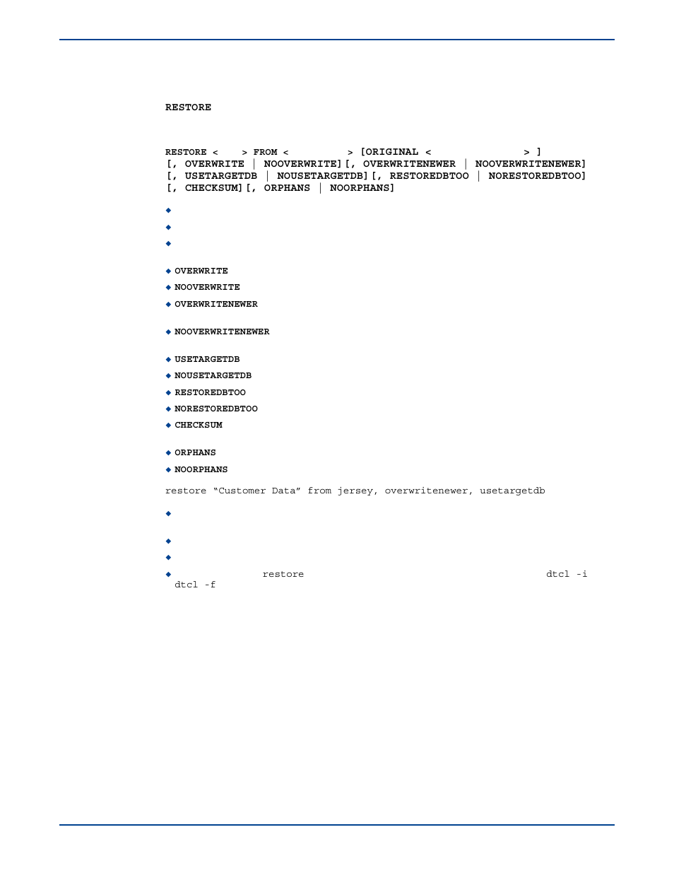 Restore | HP Storage Mirroring V5 Software User Manual | Page 262 / 285