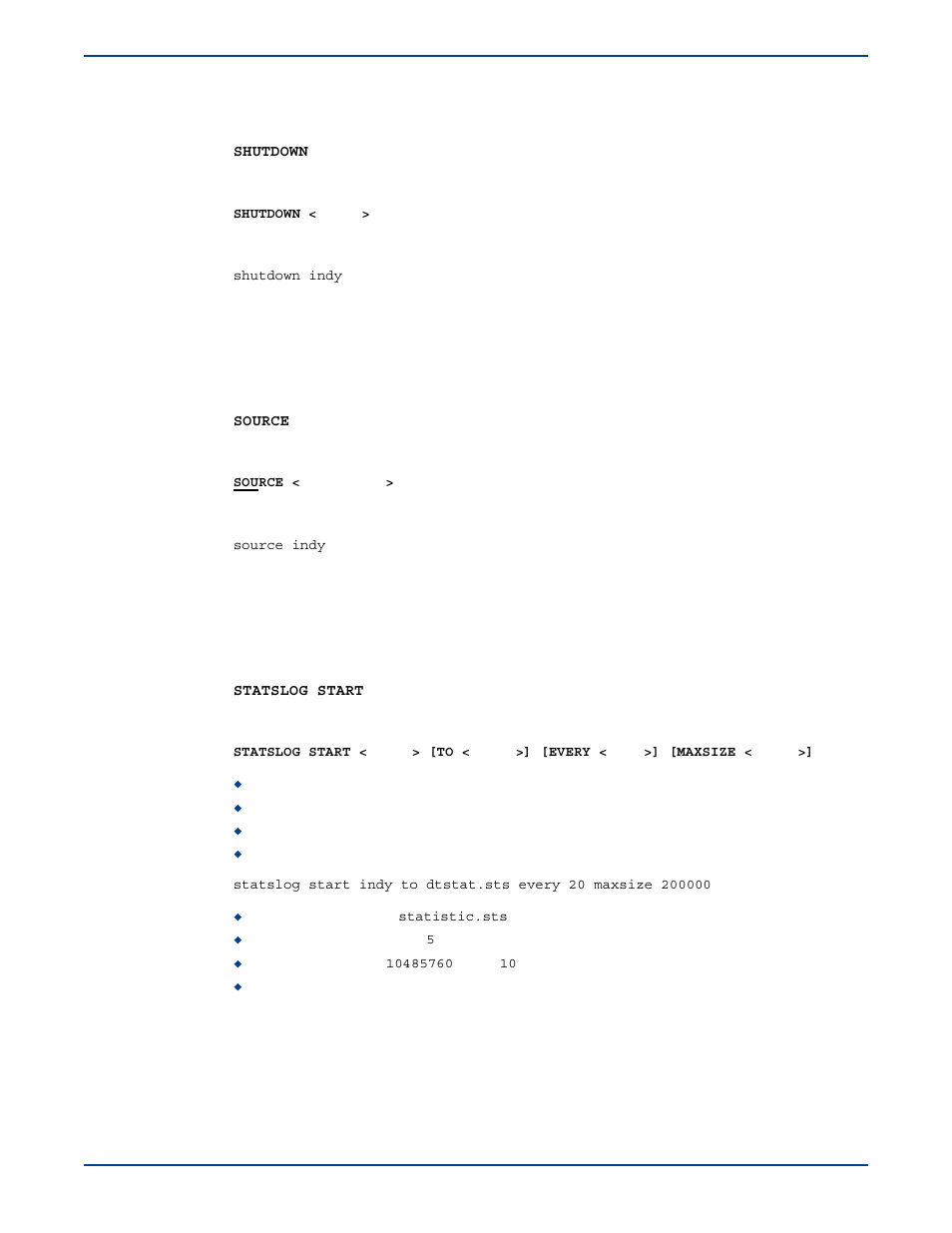 Shutdown, Source, Statslog start | Shutdown source statslog start | HP Storage Mirroring V5 Software User Manual | Page 267 / 285