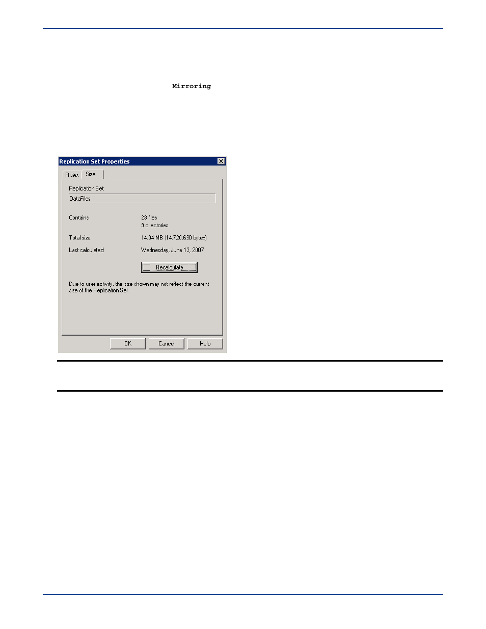Calculating replication set size, Calculating replication set size -7 | HP Storage Mirroring V5 Software User Manual | Page 52 / 285