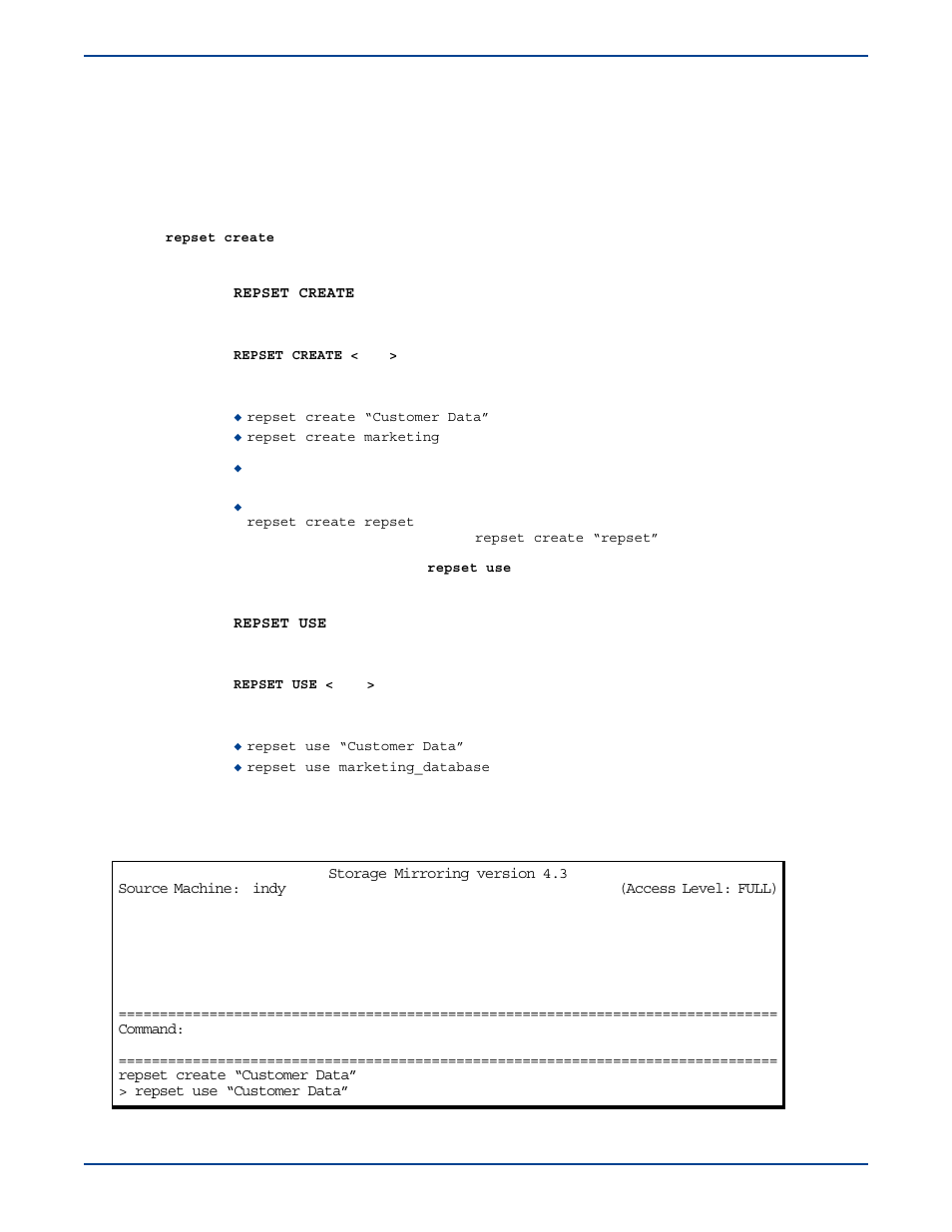 Managing replication sets through the text client, Creating a replication set, Creating a replication set -9 | HP Storage Mirroring V5 Software User Manual | Page 54 / 285