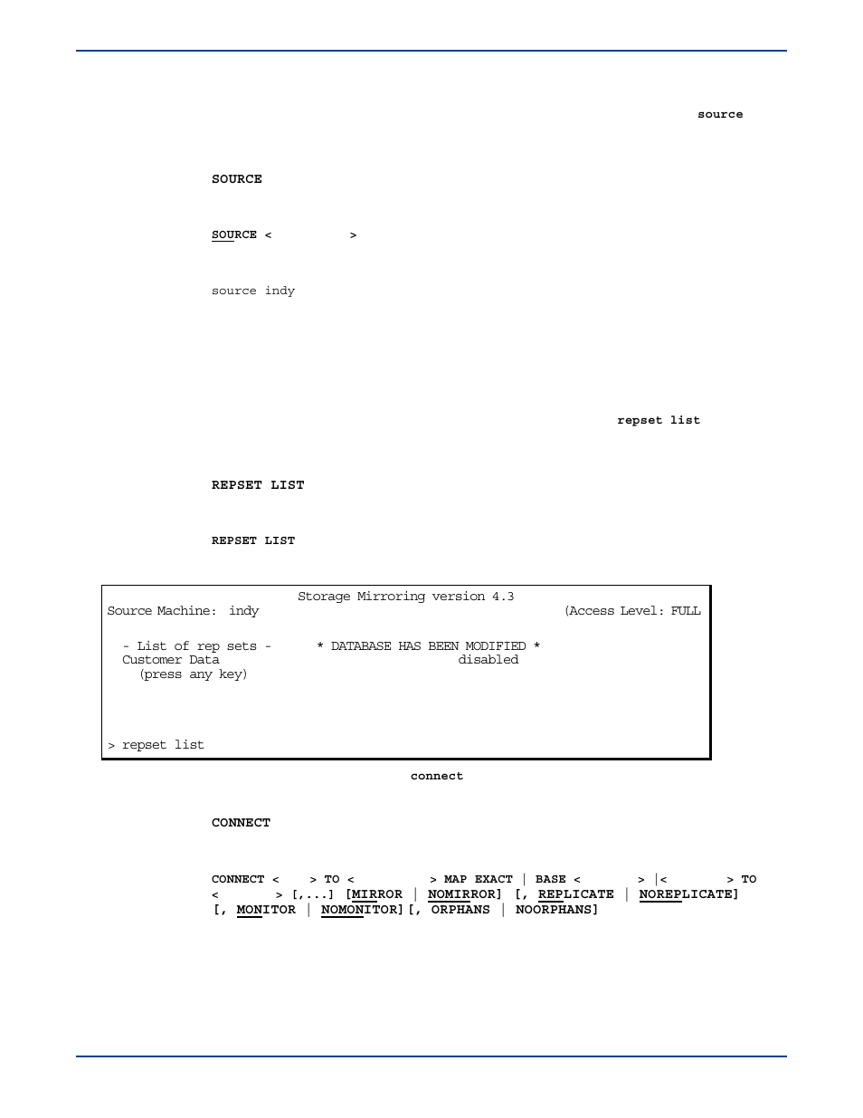 Managing connections through the text client, Establishing a new connection, Managing connections through the text client -12 | Establishing a new connection -12 | HP Storage Mirroring V5 Software User Manual | Page 73 / 285