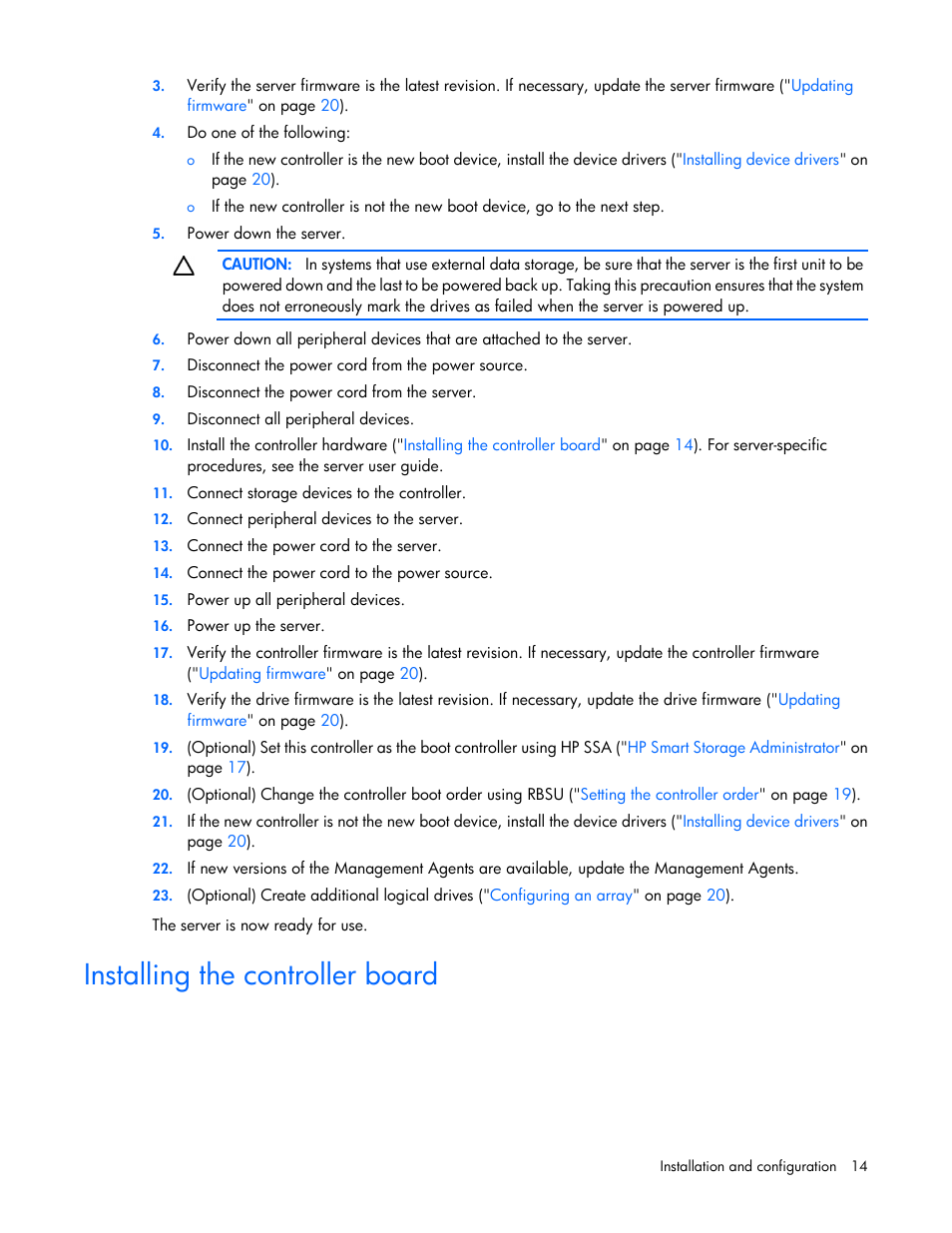 Installing the controller board | HP Smart Array P430 Controller User Manual | Page 14 / 46