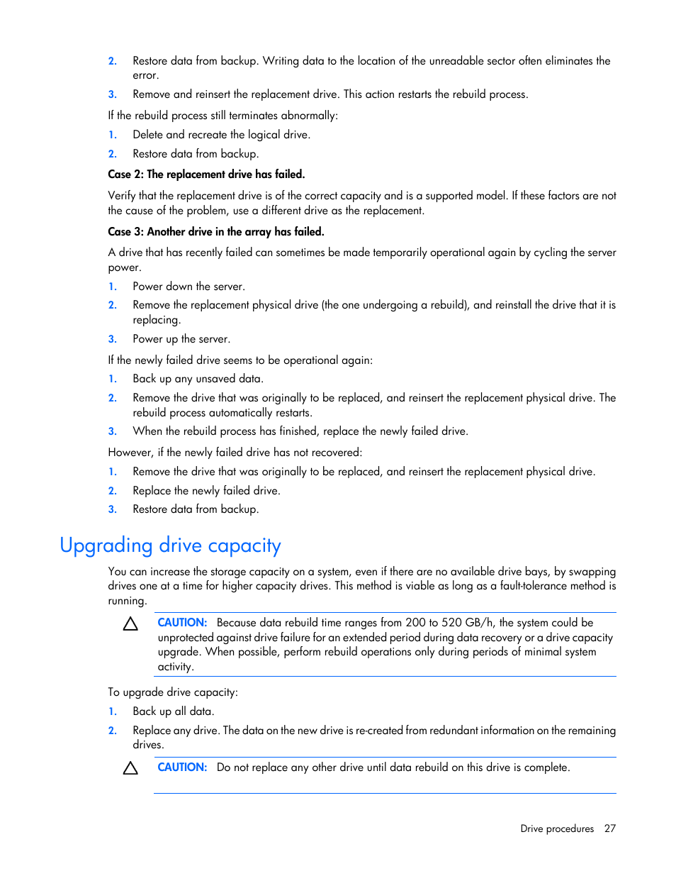 Upgrading drive capacity | HP Smart Array P430 Controller User Manual | Page 27 / 46