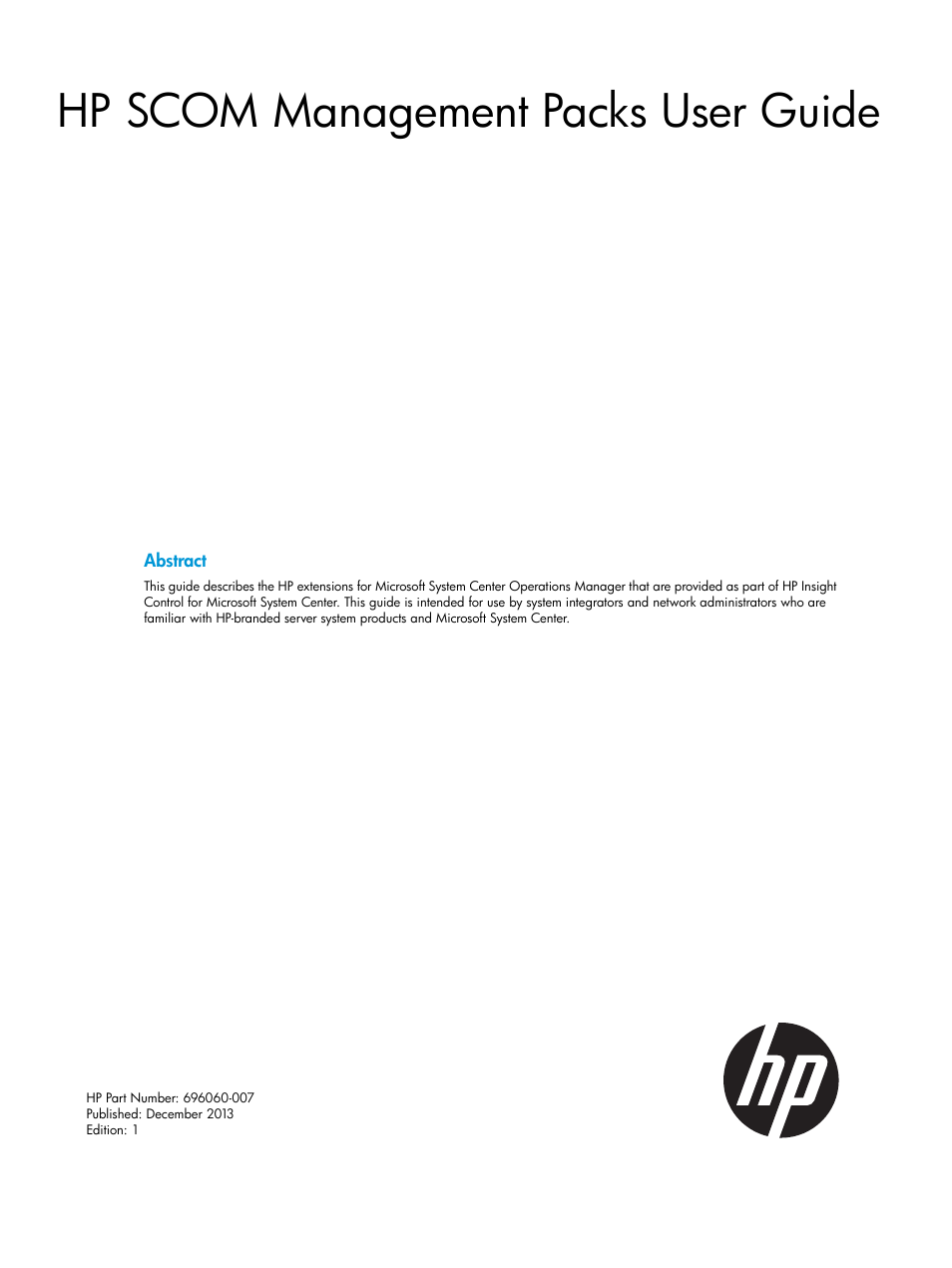 HP OneView for Microsoft System Center User Manual | 27 pages