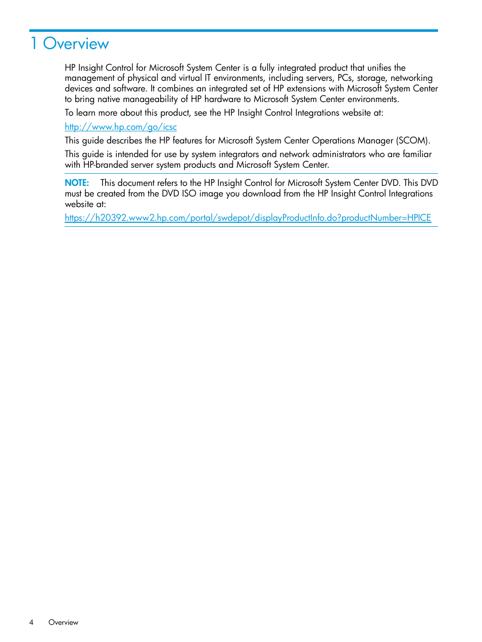 1 overview | HP OneView for Microsoft System Center User Manual | Page 4 / 27