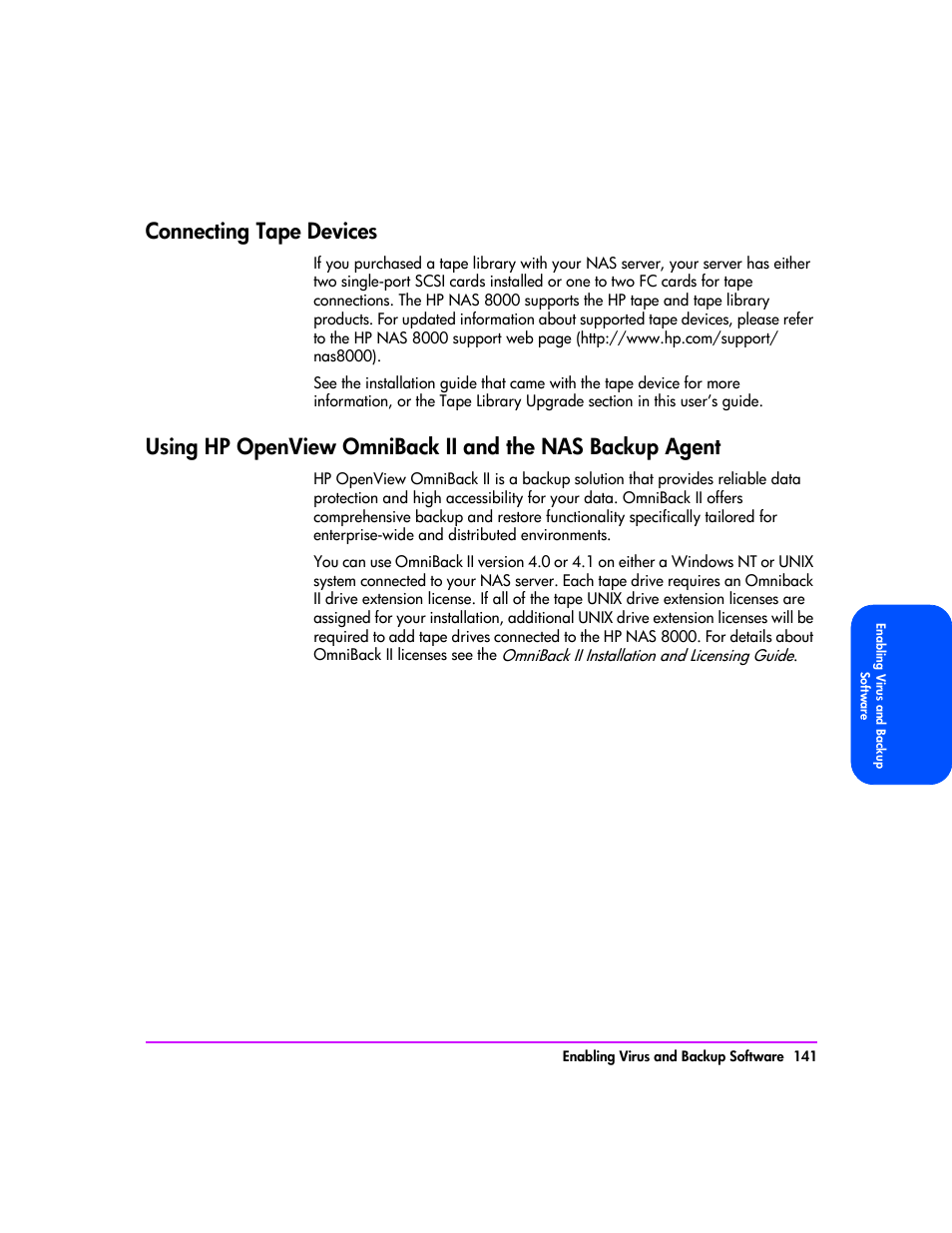 Connecting tape devices | HP StorageWorks 8000 NAS User Manual | Page 143 / 240