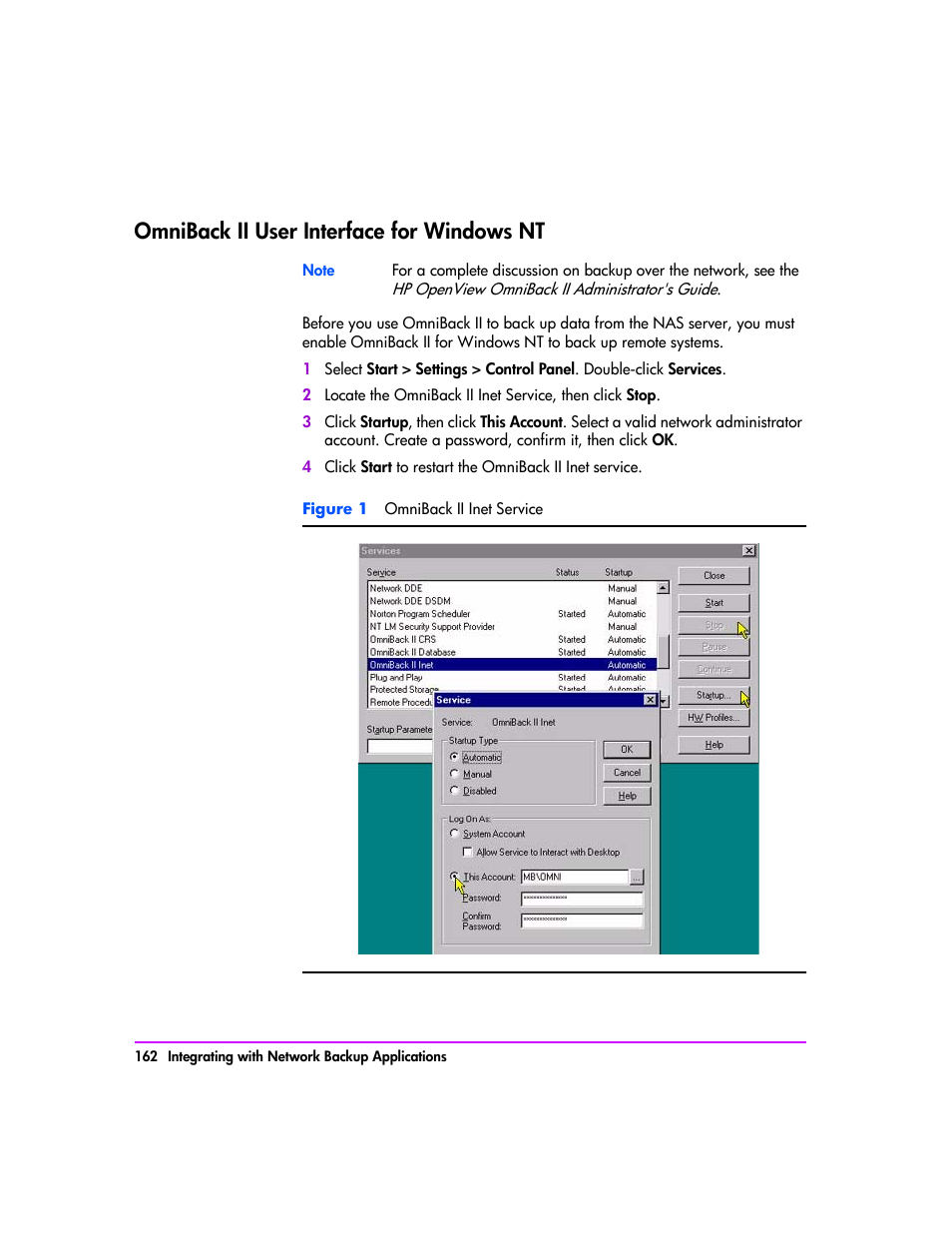 Omniback ii user interface for windows nt, Omniback ii user interface for windows nt 162 | HP StorageWorks 8000 NAS User Manual | Page 164 / 240