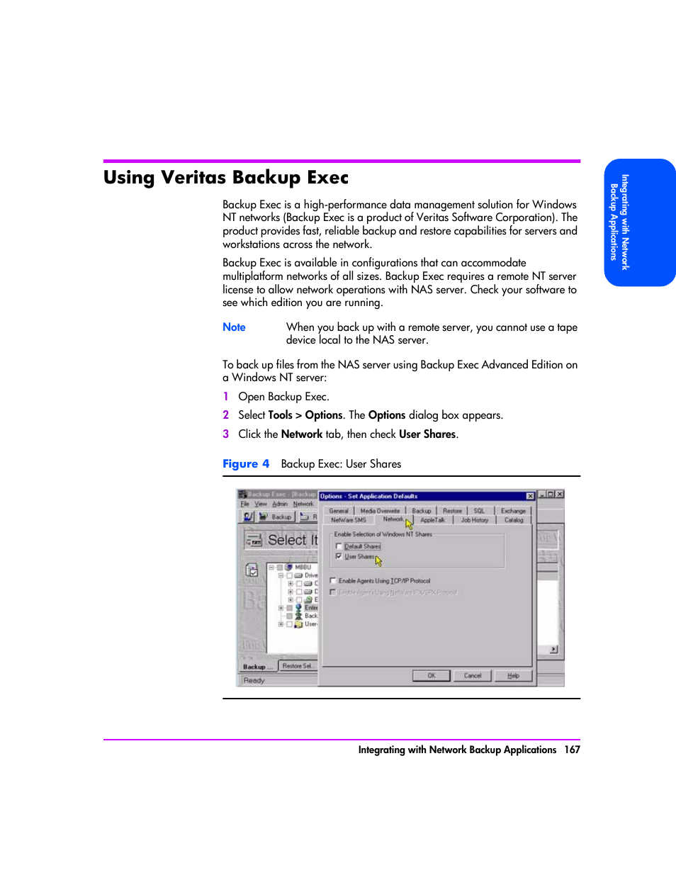 Using veritas backup exec, Using veritas backup exec 167 | HP StorageWorks 8000 NAS User Manual | Page 169 / 240