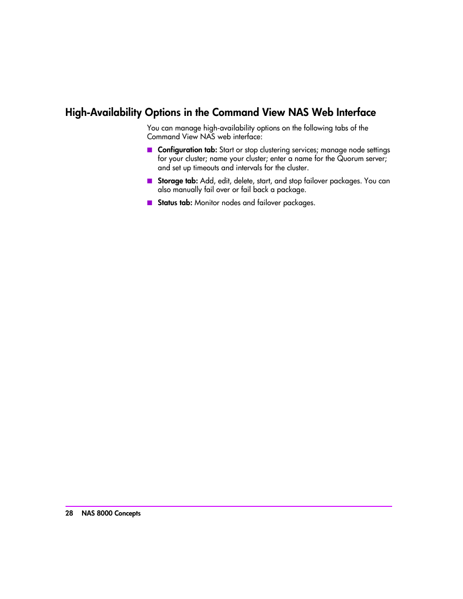 Interface 28 | HP StorageWorks 8000 NAS User Manual | Page 30 / 240