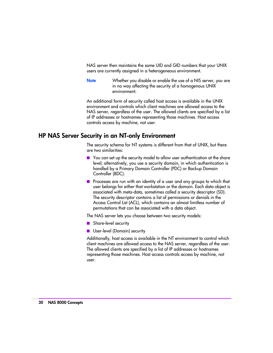 Hp nas server security in an nt-only environment | HP StorageWorks 8000 NAS User Manual | Page 32 / 240