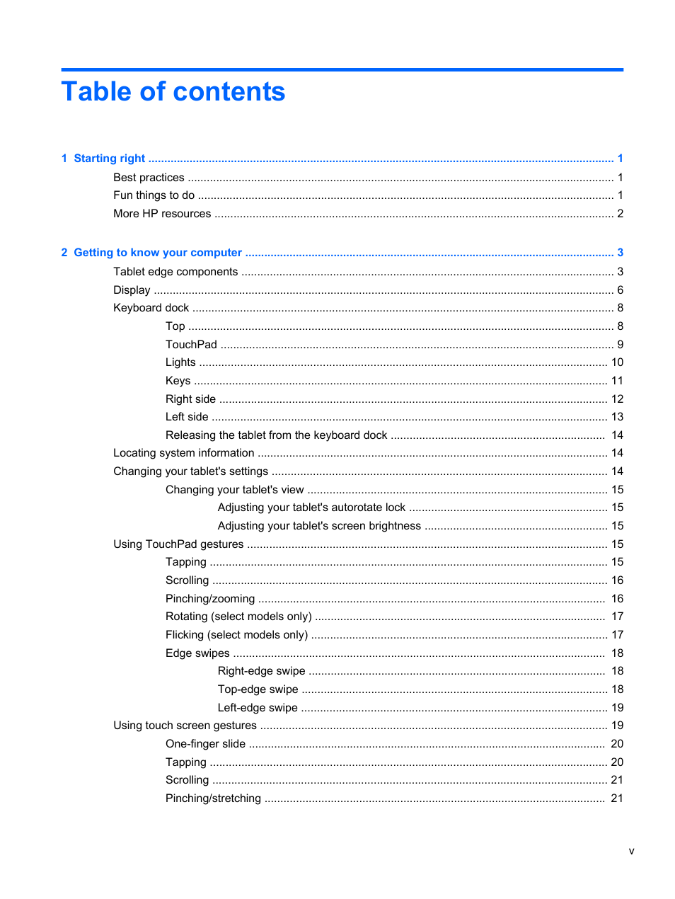 HP ENVY x2 CTO 11t-g000 User Manual | Page 5 / 79