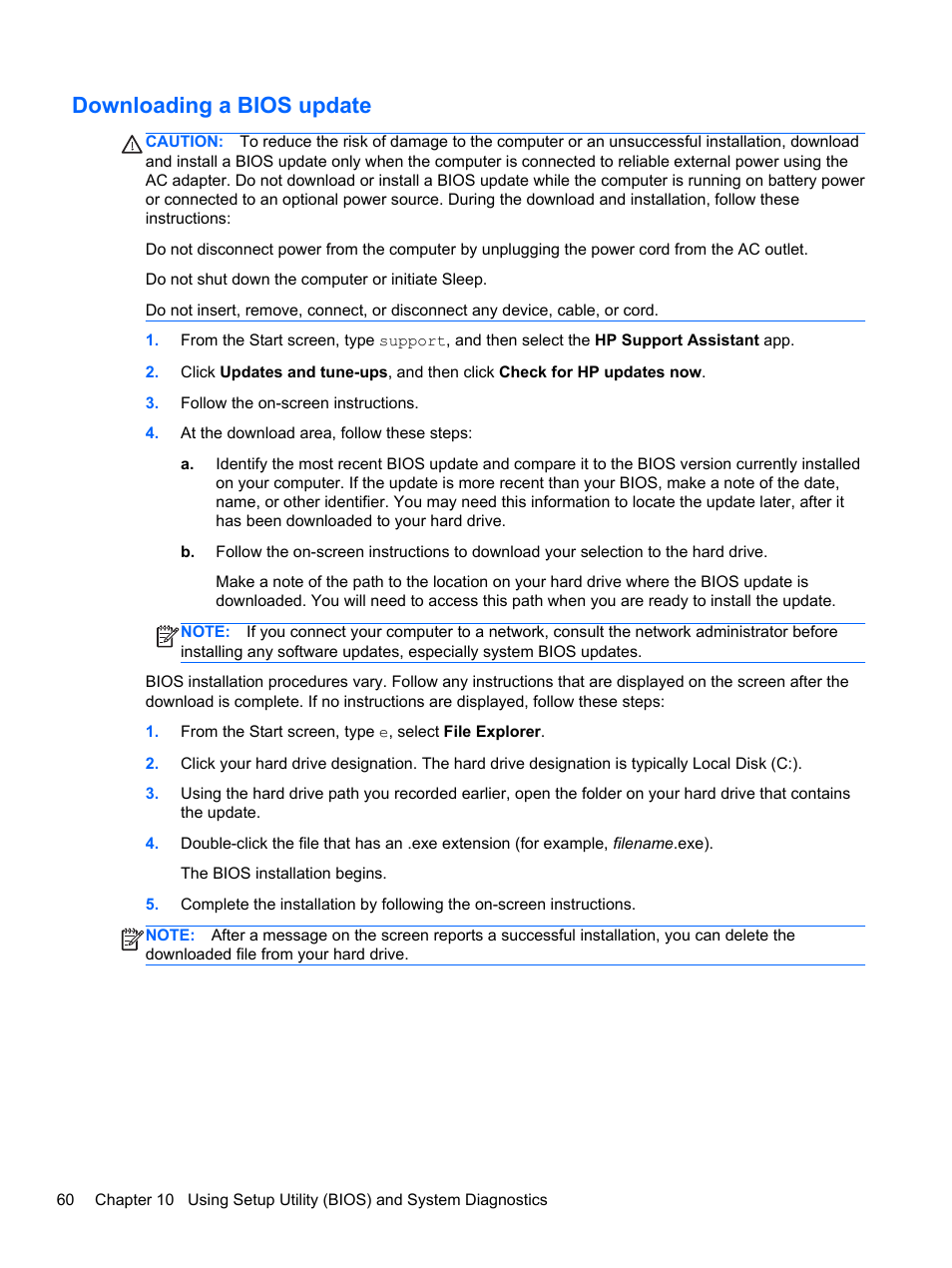 Downloading a bios update | HP ENVY x2 CTO 11t-g000 User Manual | Page 68 / 79