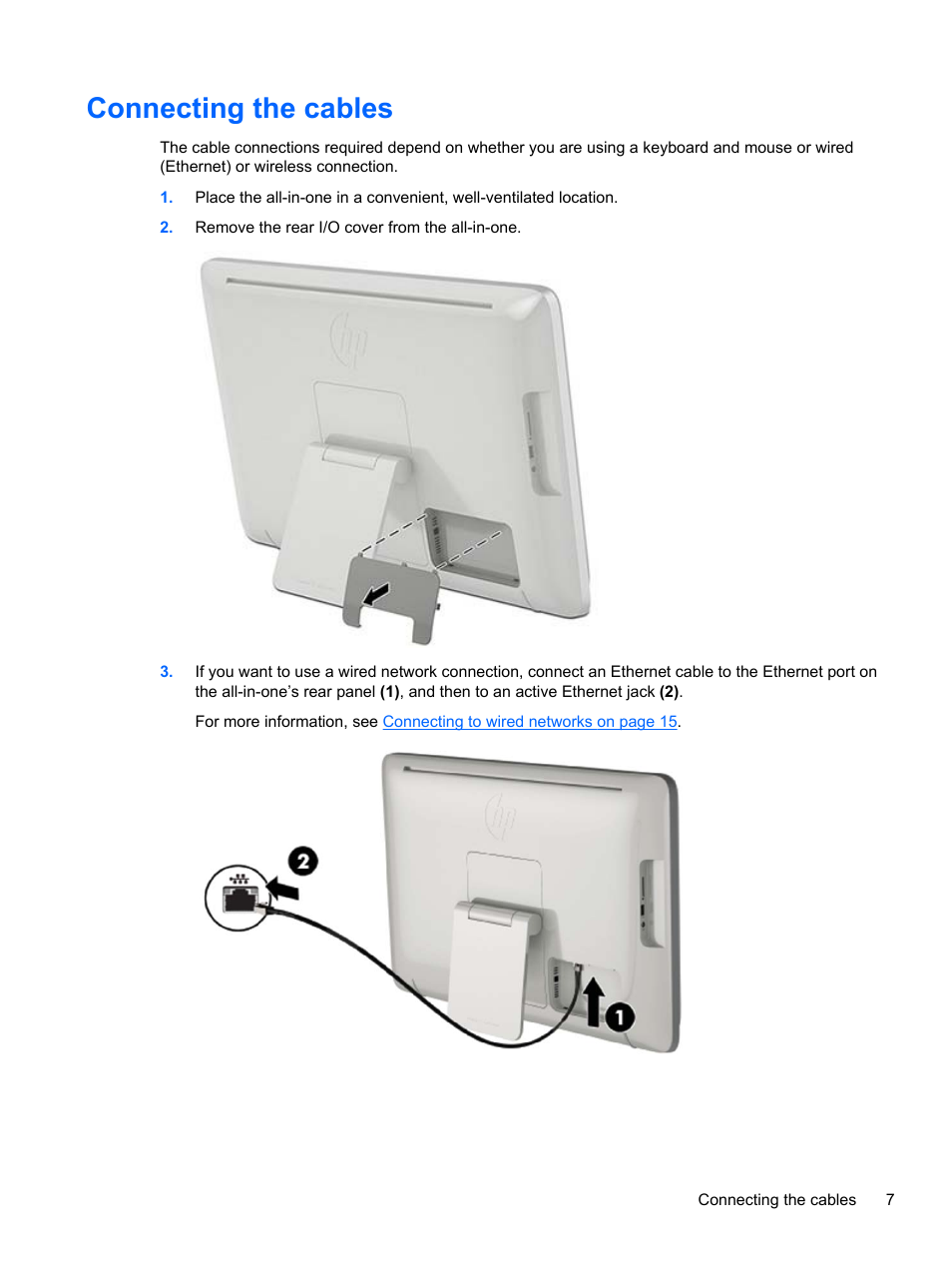 Connecting the cables | HP Slate 21-s100 All-in-One User Manual | Page 13 / 40
