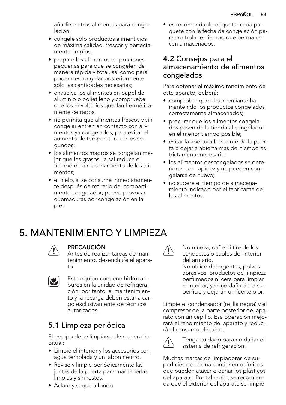 Mantenimiento y limpieza, 1 limpieza periódica | AEG AGN71800F0 User Manual | Page 63 / 72