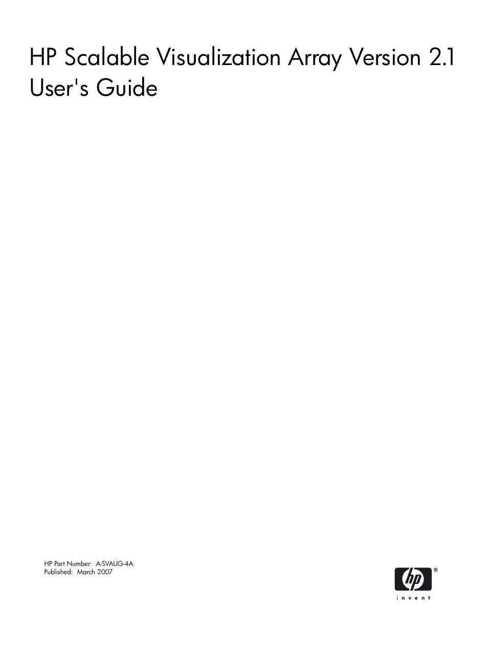 HP Scalable Visualization Array Software User Manual | 68 pages