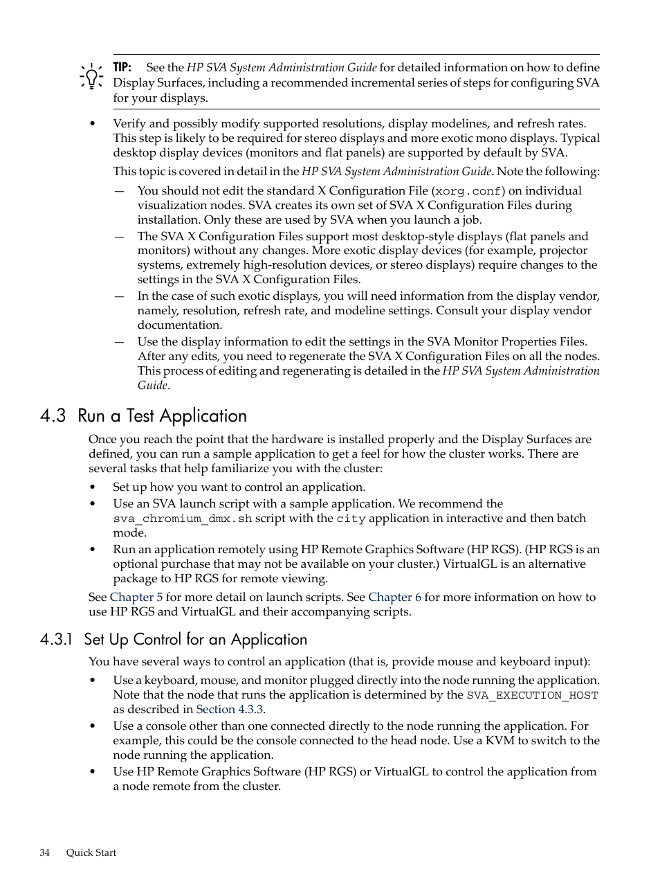 3 run a test application, 1 set up control for an application | HP Scalable Visualization Array Software User Manual | Page 34 / 68