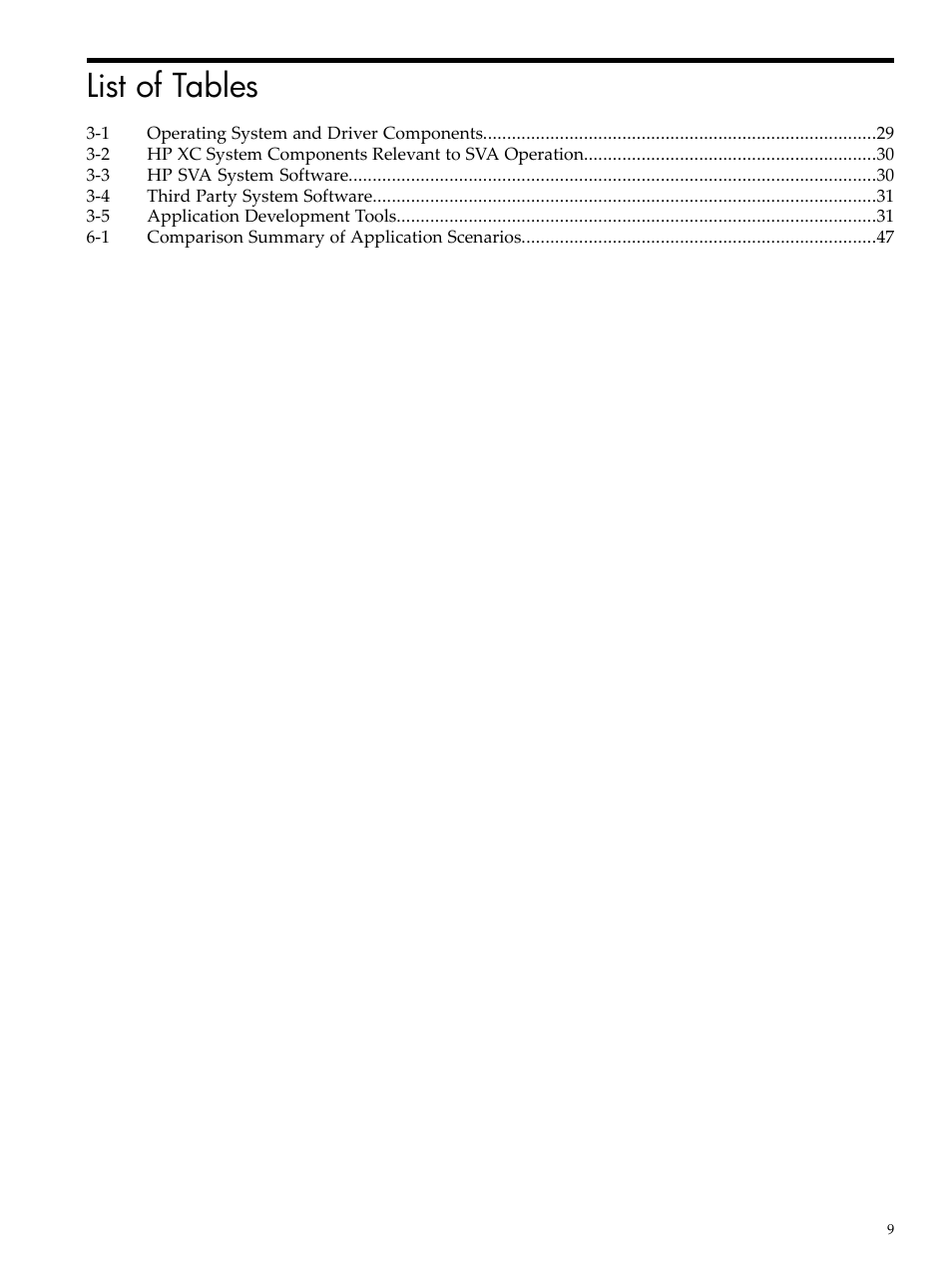 List of tables | HP Scalable Visualization Array Software User Manual | Page 9 / 68