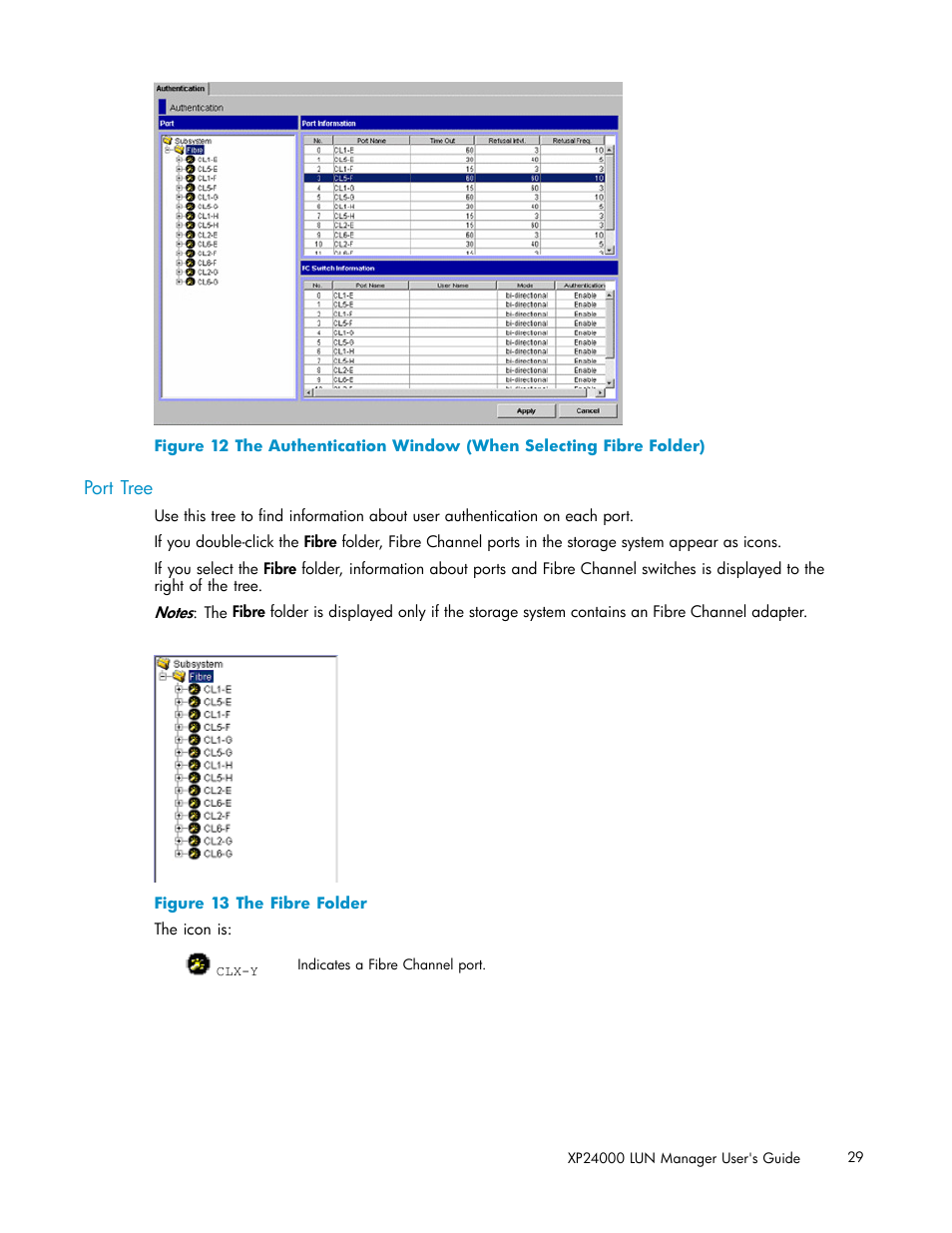 Port tree, 13 the fibre folder | HP XP Array Manager Software User Manual | Page 29 / 105