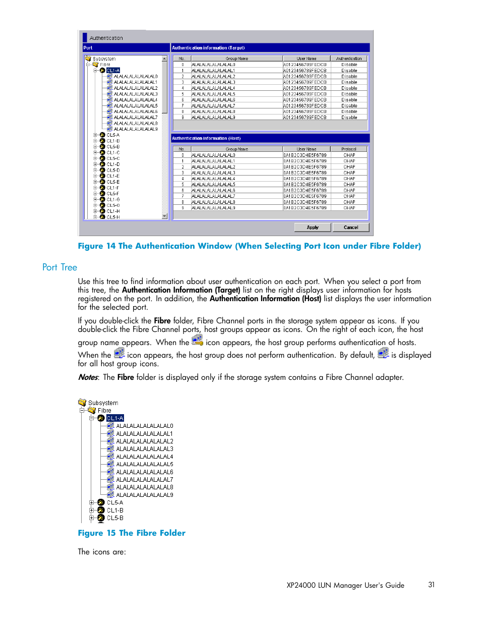 Port tree, 15 the fibre folder | HP XP Array Manager Software User Manual | Page 31 / 105