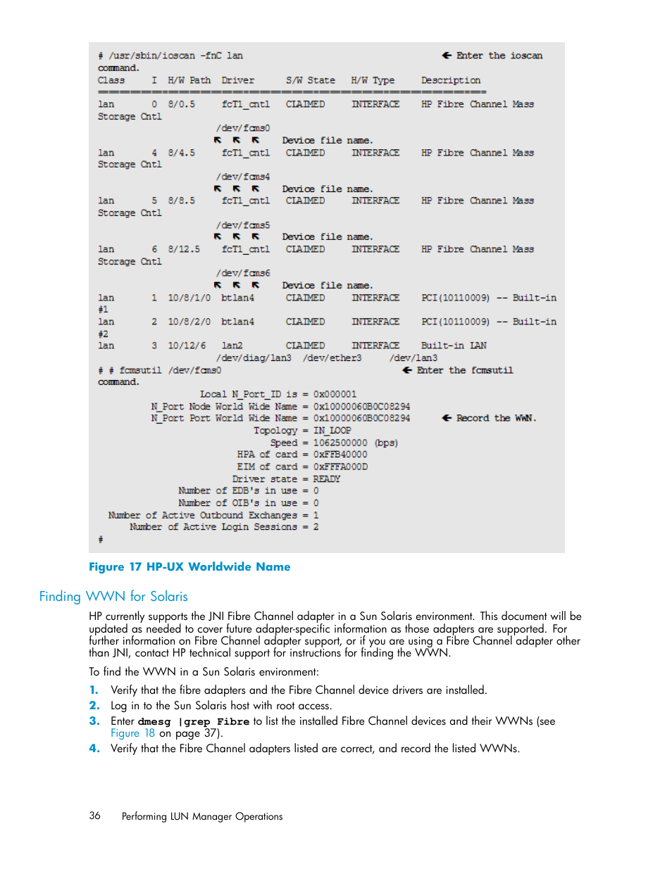 Finding wwn for solaris, 17 hp-ux worldwide name | HP XP Array Manager Software User Manual | Page 36 / 105