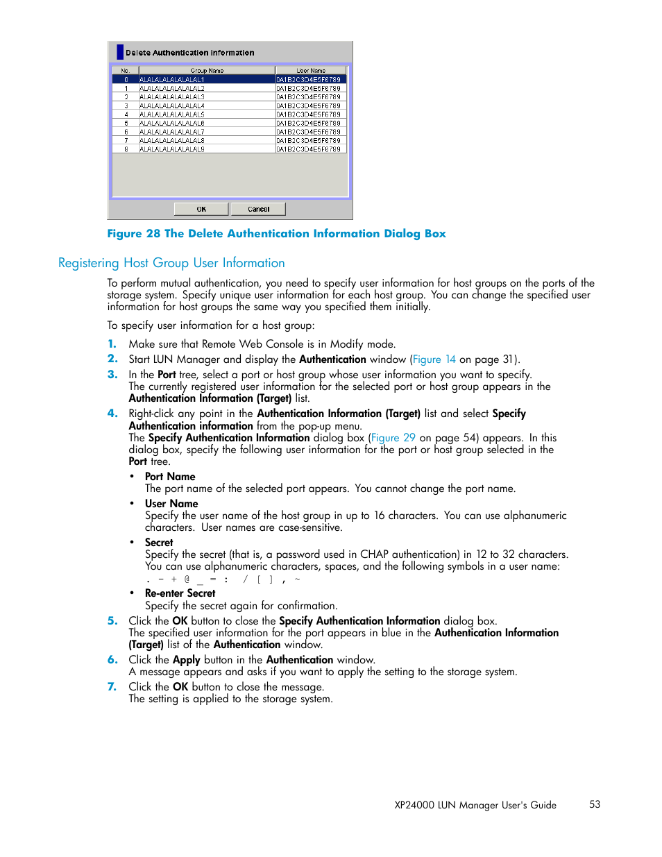 Registering host group user information, Figure 28 | HP XP Array Manager Software User Manual | Page 53 / 105