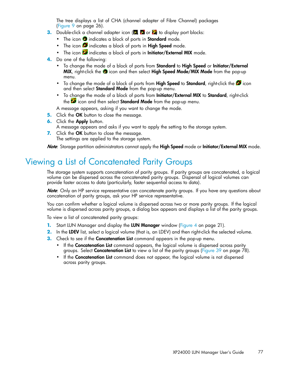 Viewing a list of concatenated parity groups | HP XP Array Manager Software User Manual | Page 77 / 105