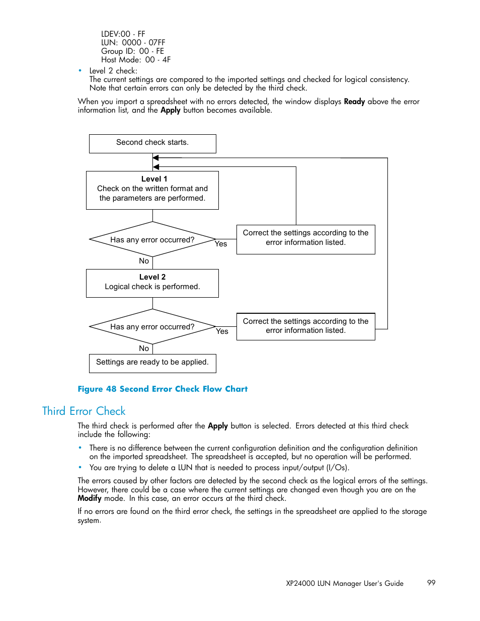 Third error check, 48 second error check flow chart, Figure 48 | HP XP Array Manager Software User Manual | Page 99 / 105