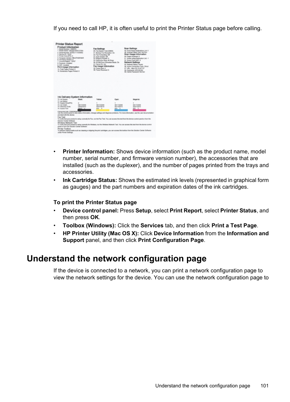 Understand the network configuration page | HP Officejet 6500 User Manual | Page 105 / 294