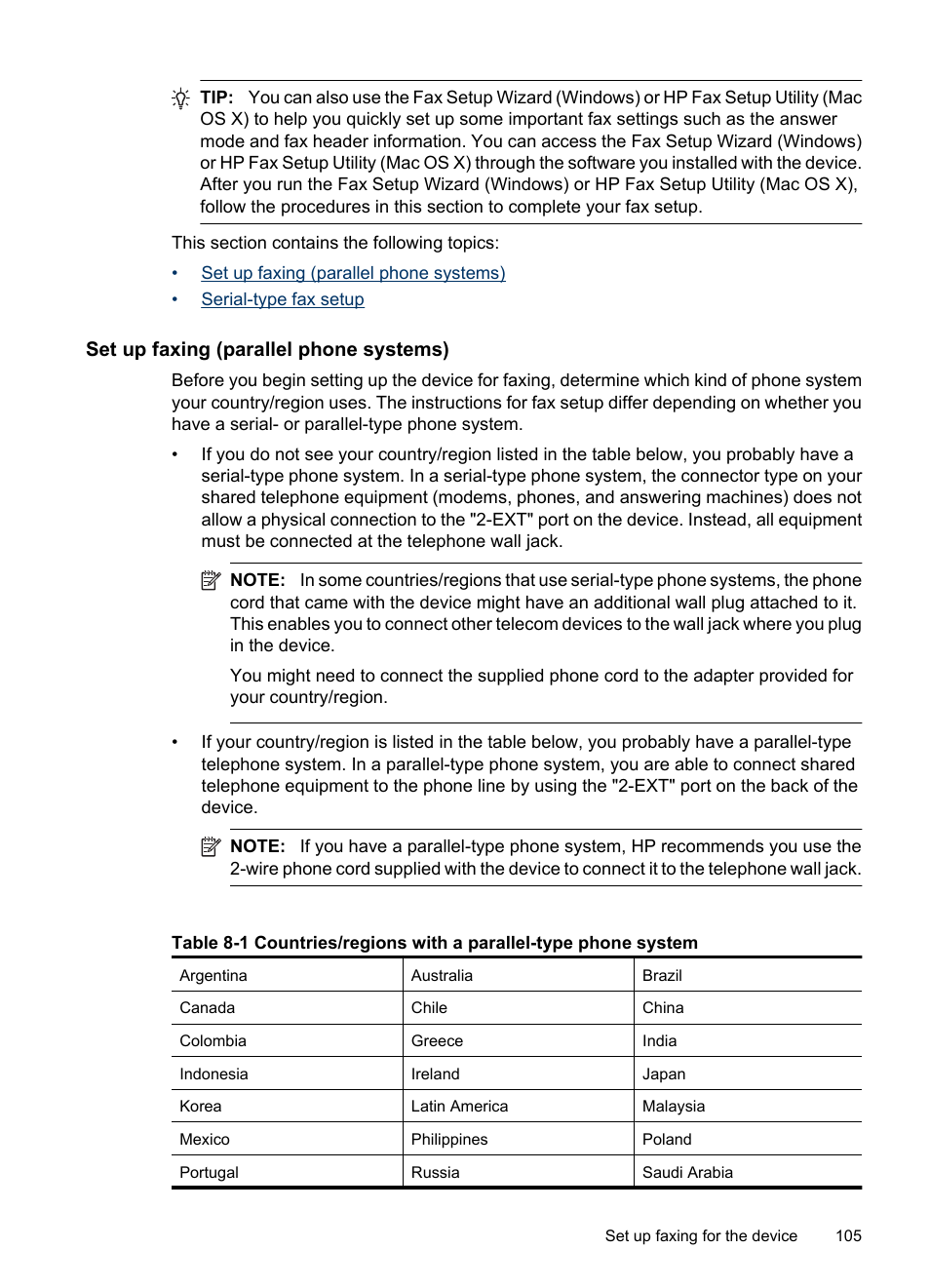 Set up faxing (parallel phone systems) | HP Officejet 6500 User Manual | Page 109 / 294