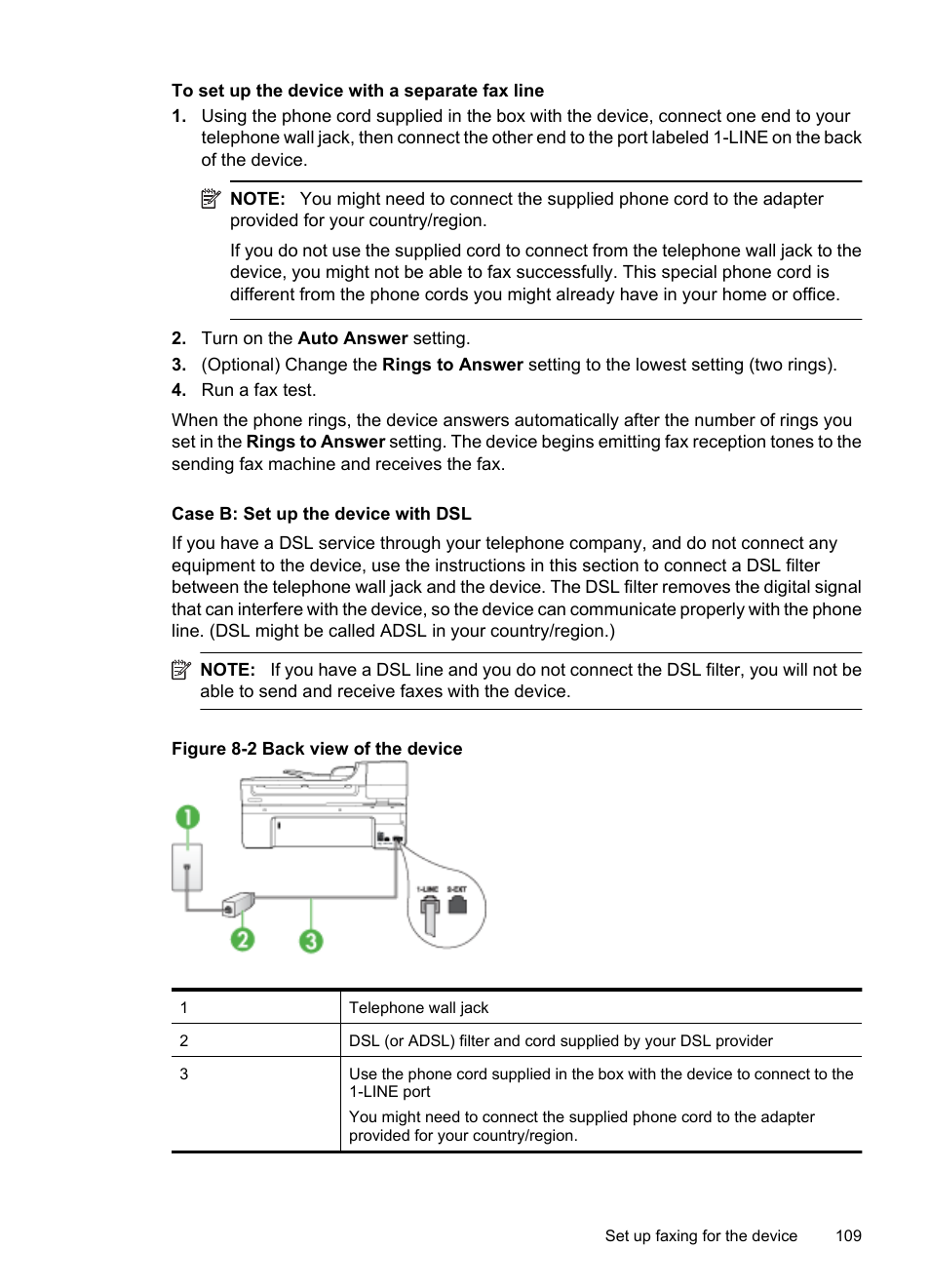 Case b: set up the device with dsl | HP Officejet 6500 User Manual | Page 113 / 294