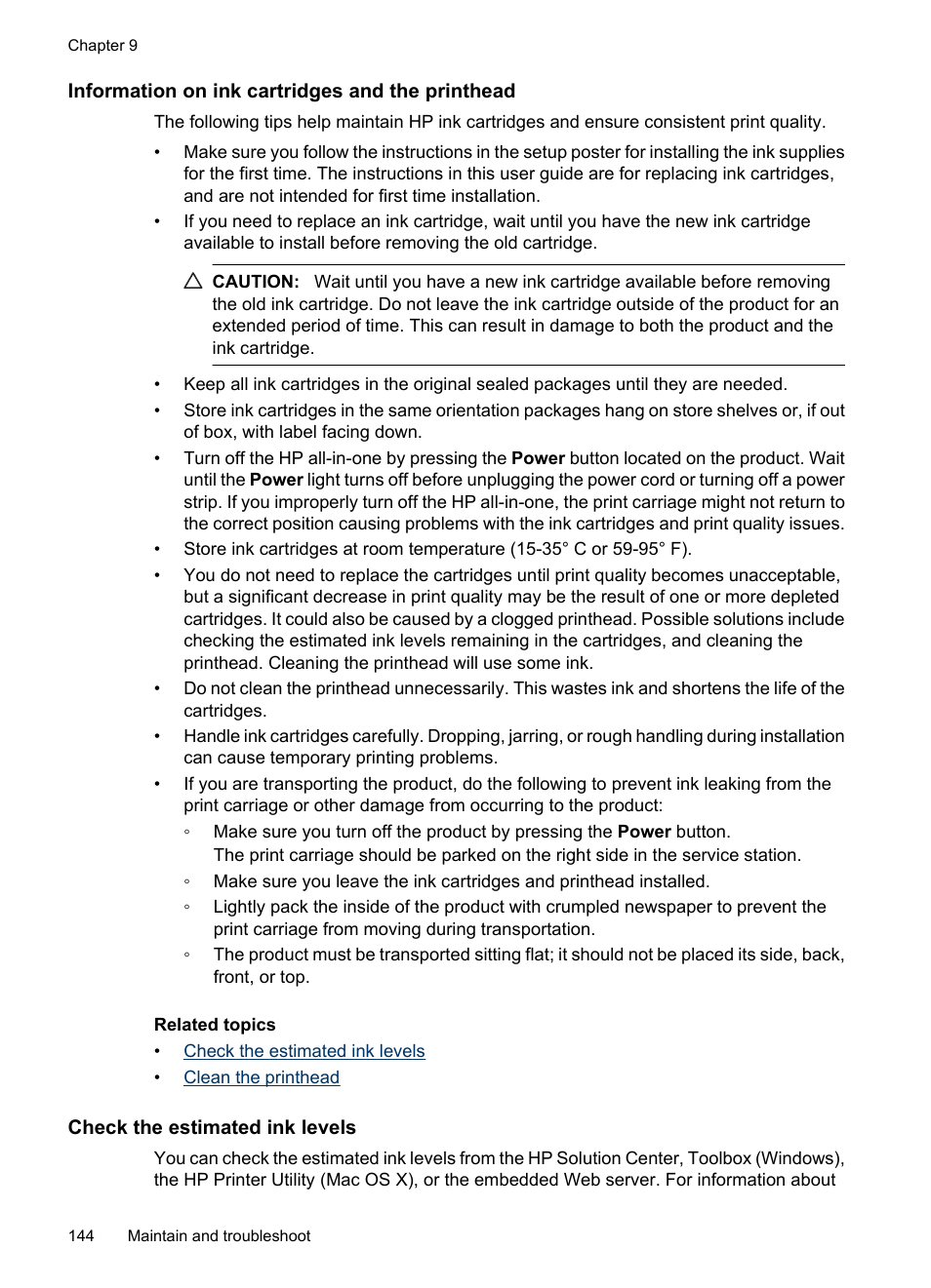 Information on ink cartridges and the printhead, Check the estimated ink levels | HP Officejet 6500 User Manual | Page 148 / 294