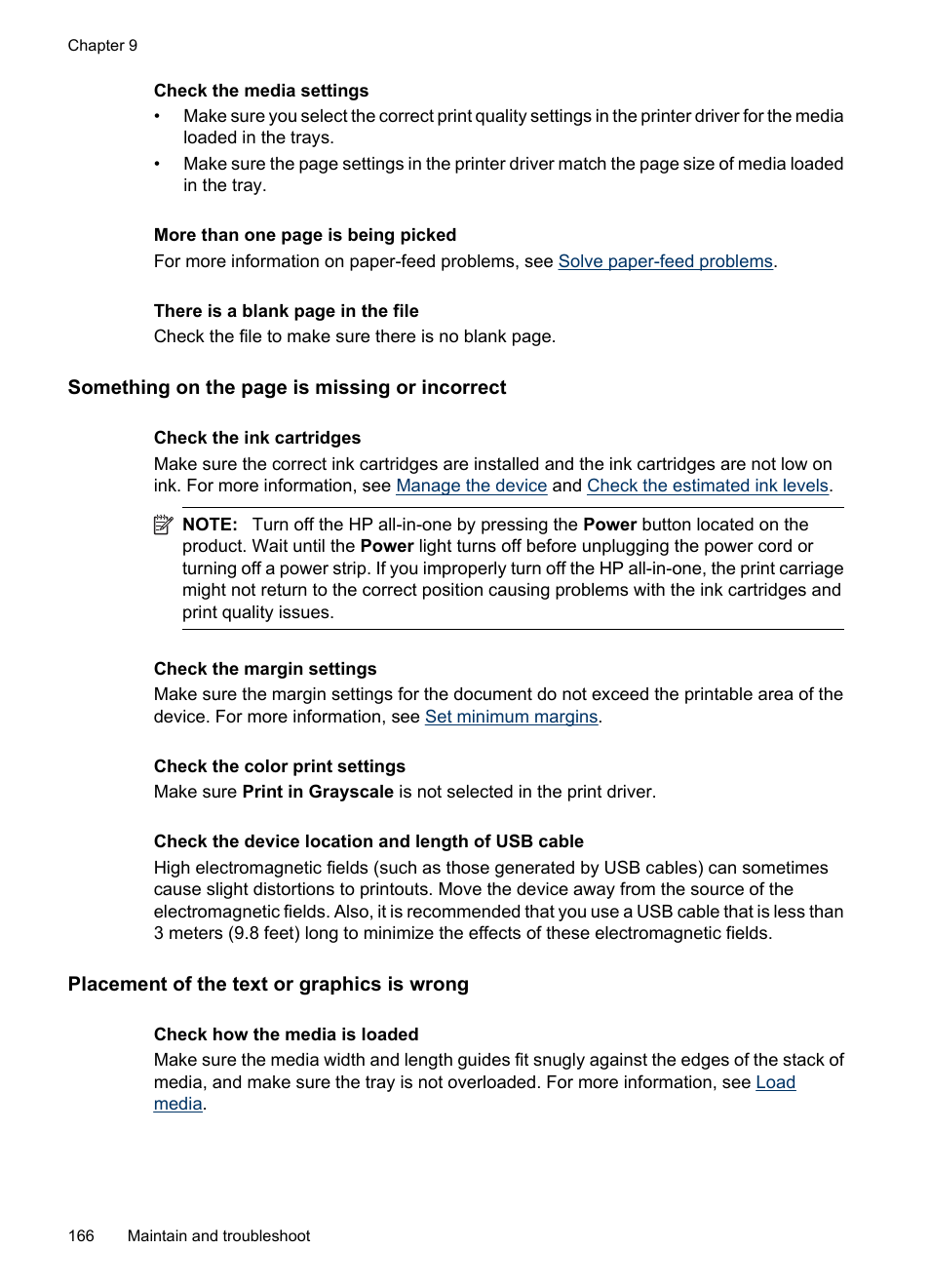 Placement of the text or graphics is wrong | HP Officejet 6500 User Manual | Page 170 / 294