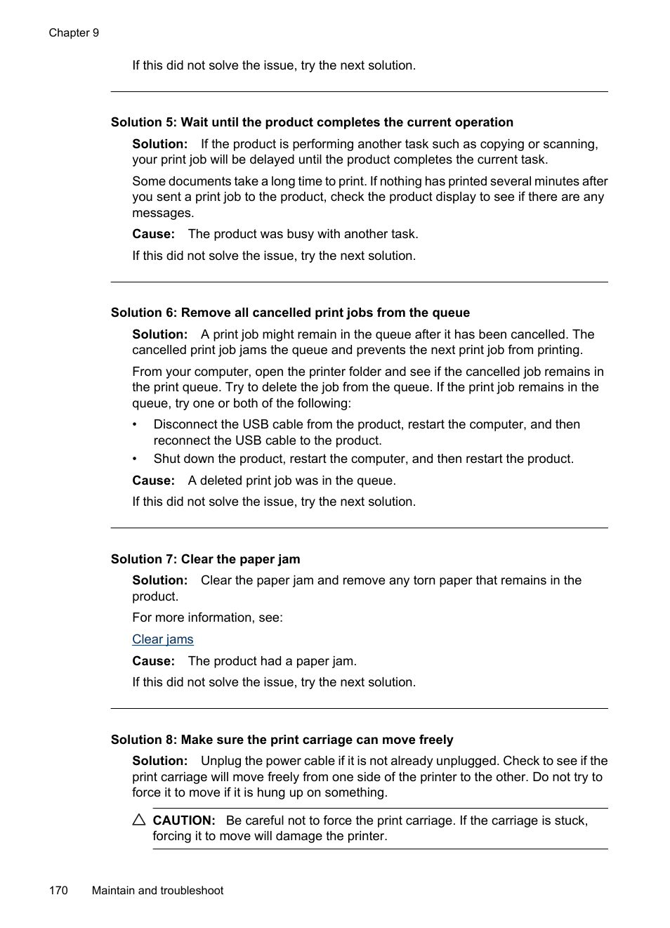 Solution 7: clear the paper jam | HP Officejet 6500 User Manual | Page 174 / 294