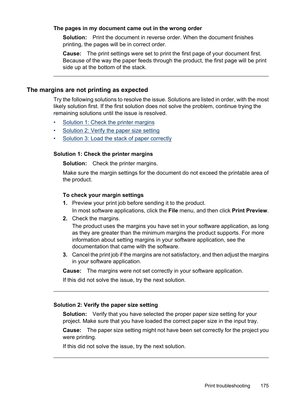 The margins are not printing as expected | HP Officejet 6500 User Manual | Page 179 / 294