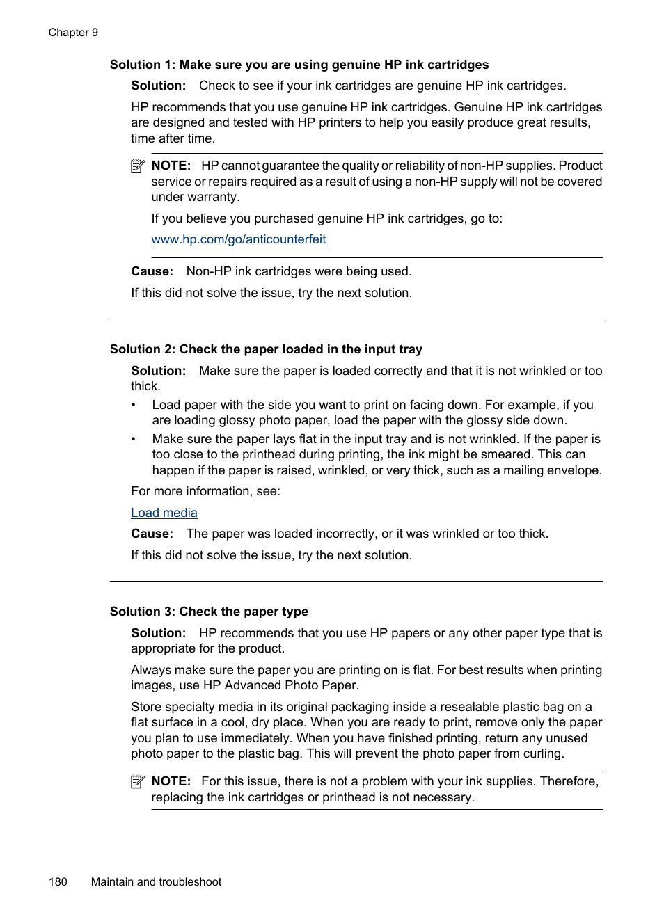 Solution 3: check the paper type | HP Officejet 6500 User Manual | Page 184 / 294