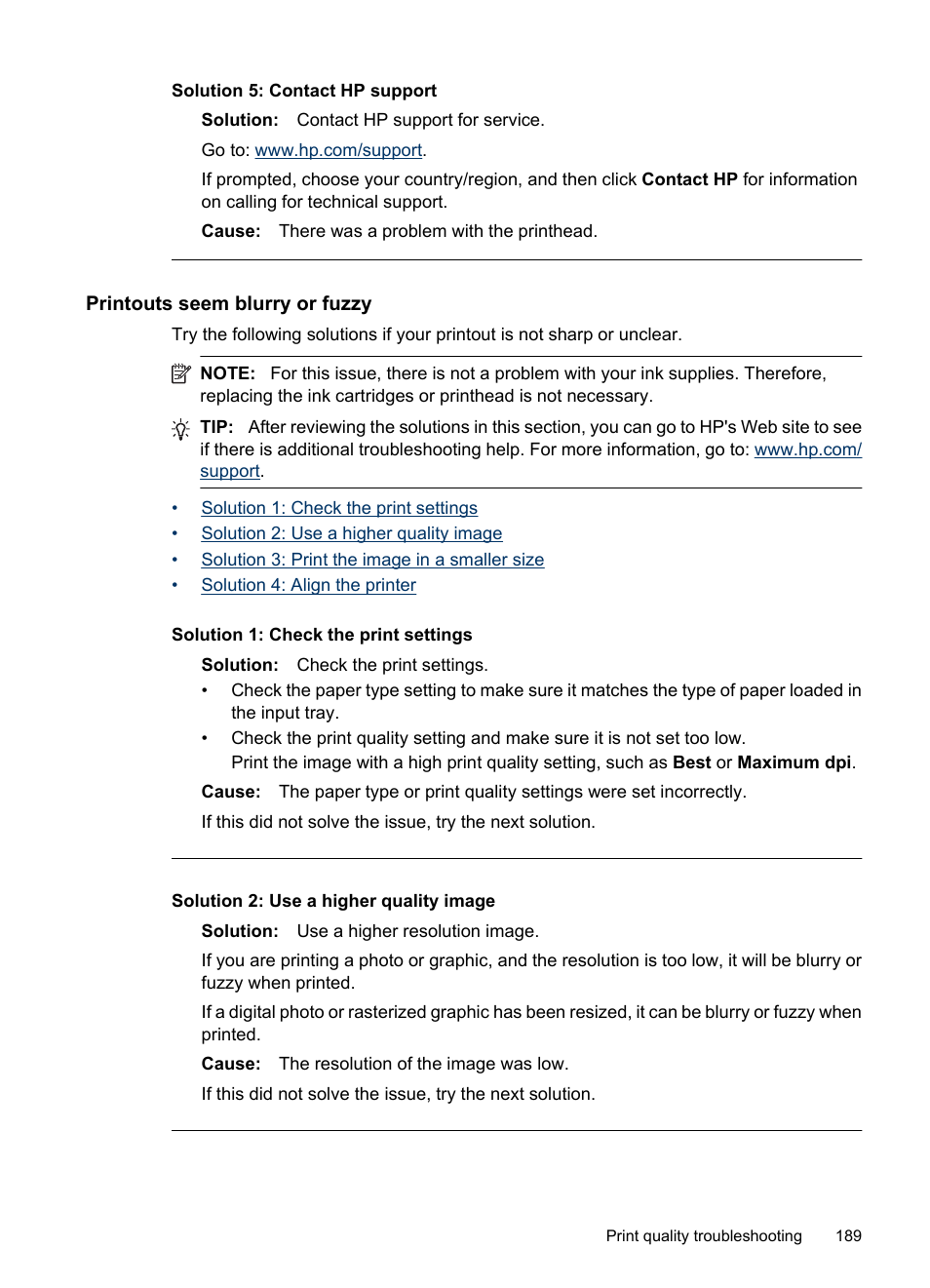 Printouts seem blurry or fuzzy, Solution 5: contact hp support | HP Officejet 6500 User Manual | Page 193 / 294