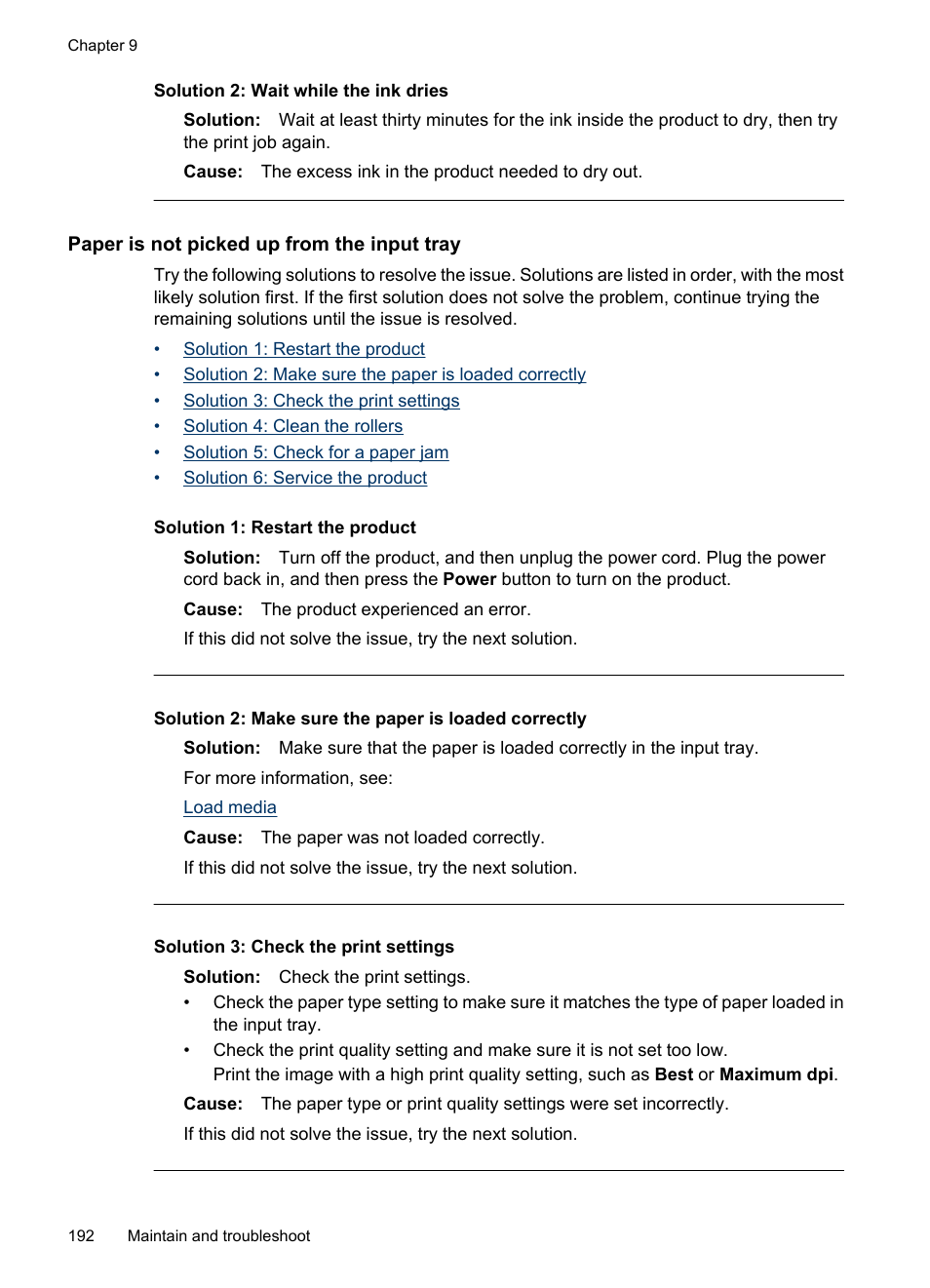 Paper is not picked up from the input tray | HP Officejet 6500 User Manual | Page 196 / 294