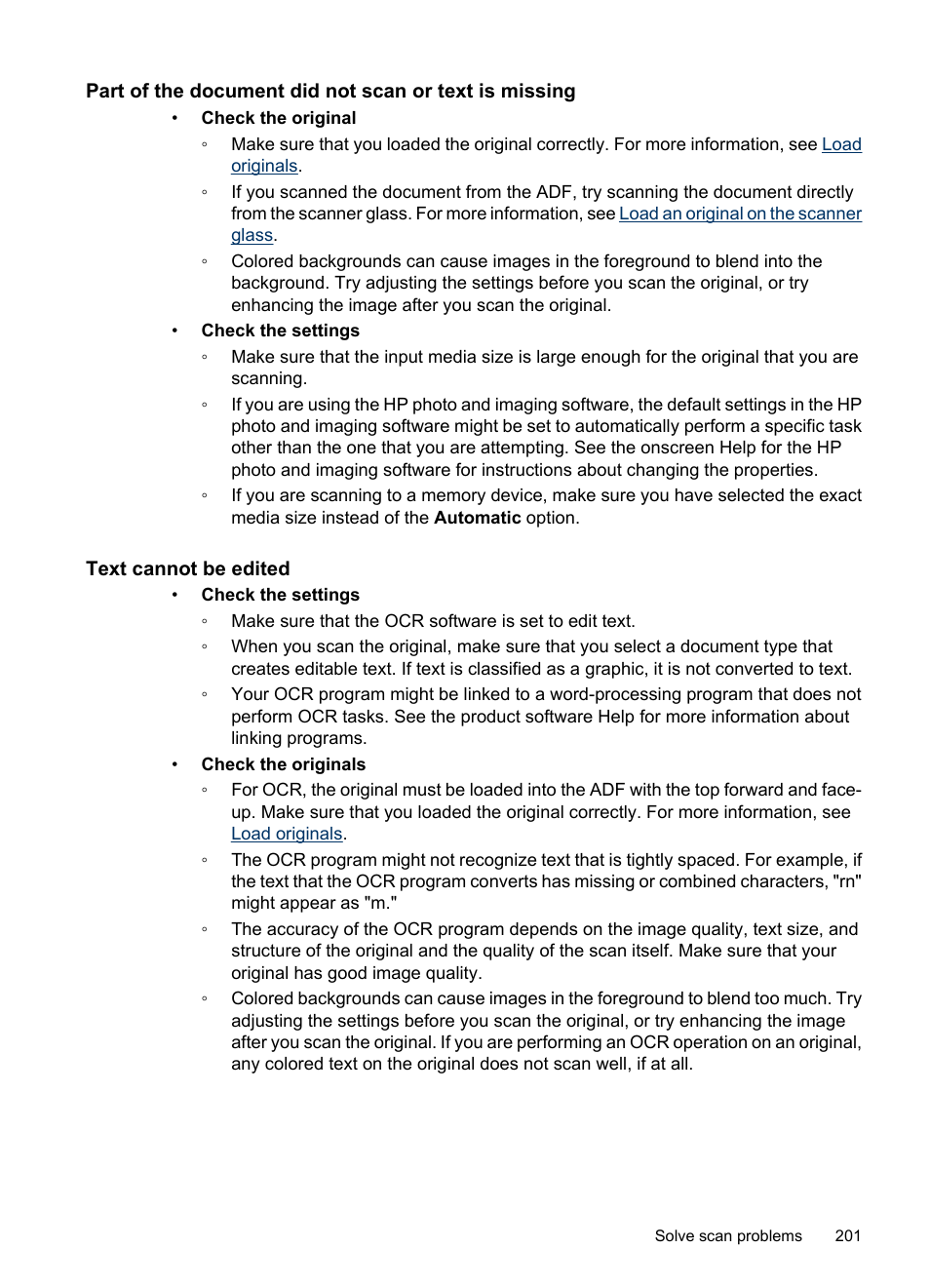 Text cannot be edited | HP Officejet 6500 User Manual | Page 205 / 294