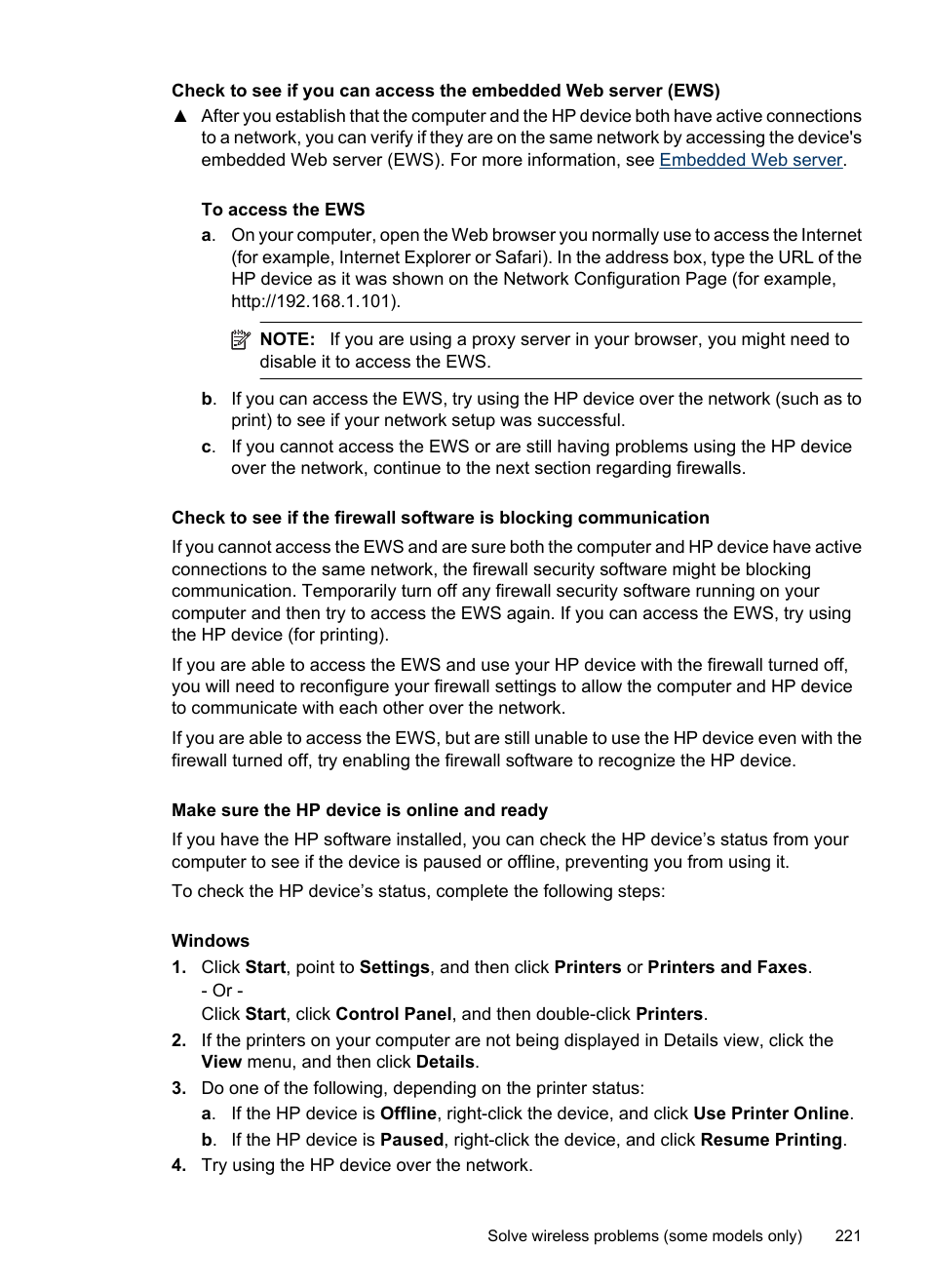 Make sure the hp device is online and ready | HP Officejet 6500 User Manual | Page 225 / 294