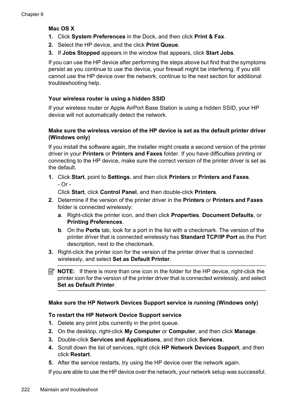 Your wireless router is using a hidden ssid | HP Officejet 6500 User Manual | Page 226 / 294