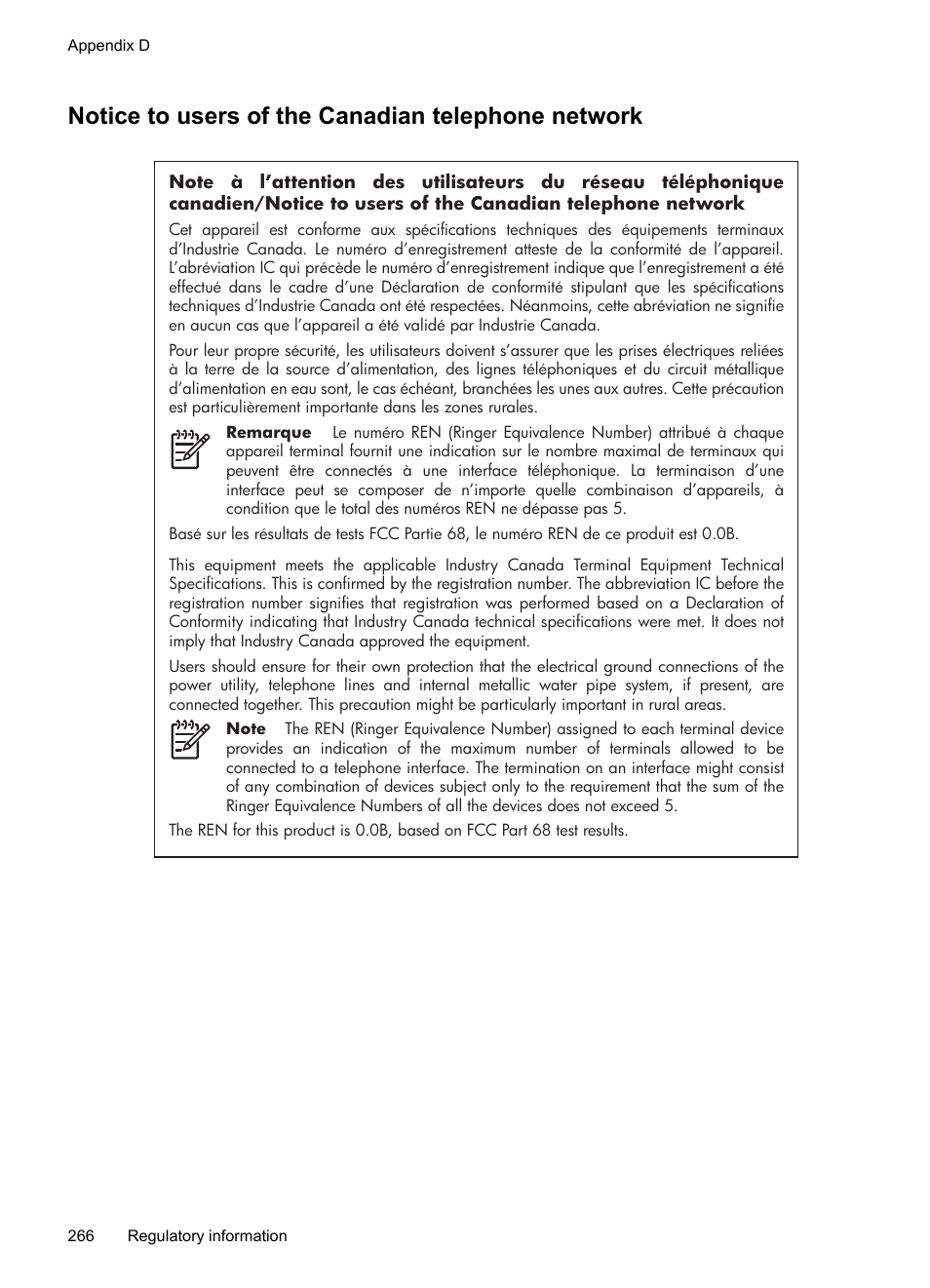 Notice to users of the canadian telephone network | HP Officejet 6500 User Manual | Page 270 / 294